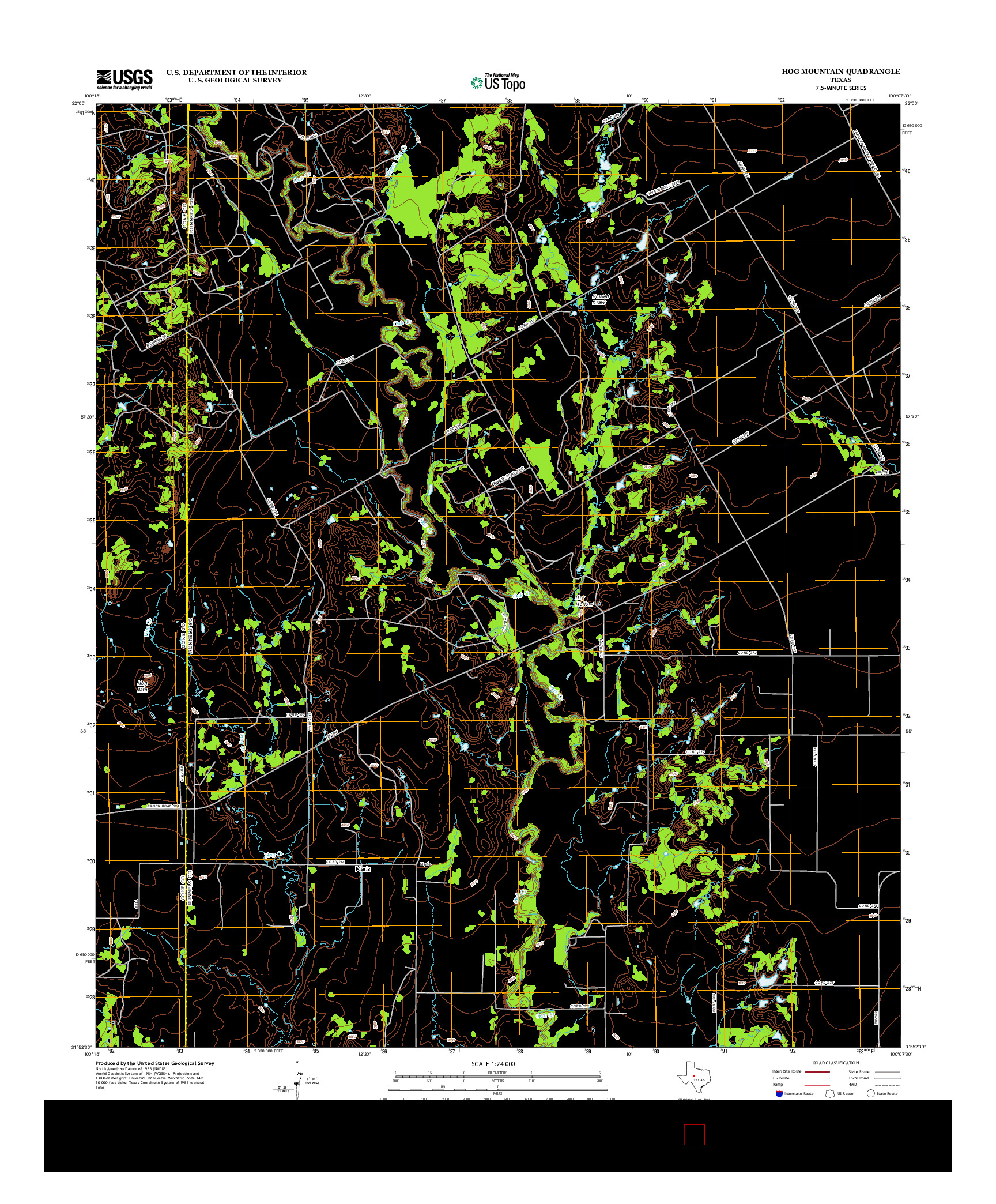 USGS US TOPO 7.5-MINUTE MAP FOR HOG MOUNTAIN, TX 2012