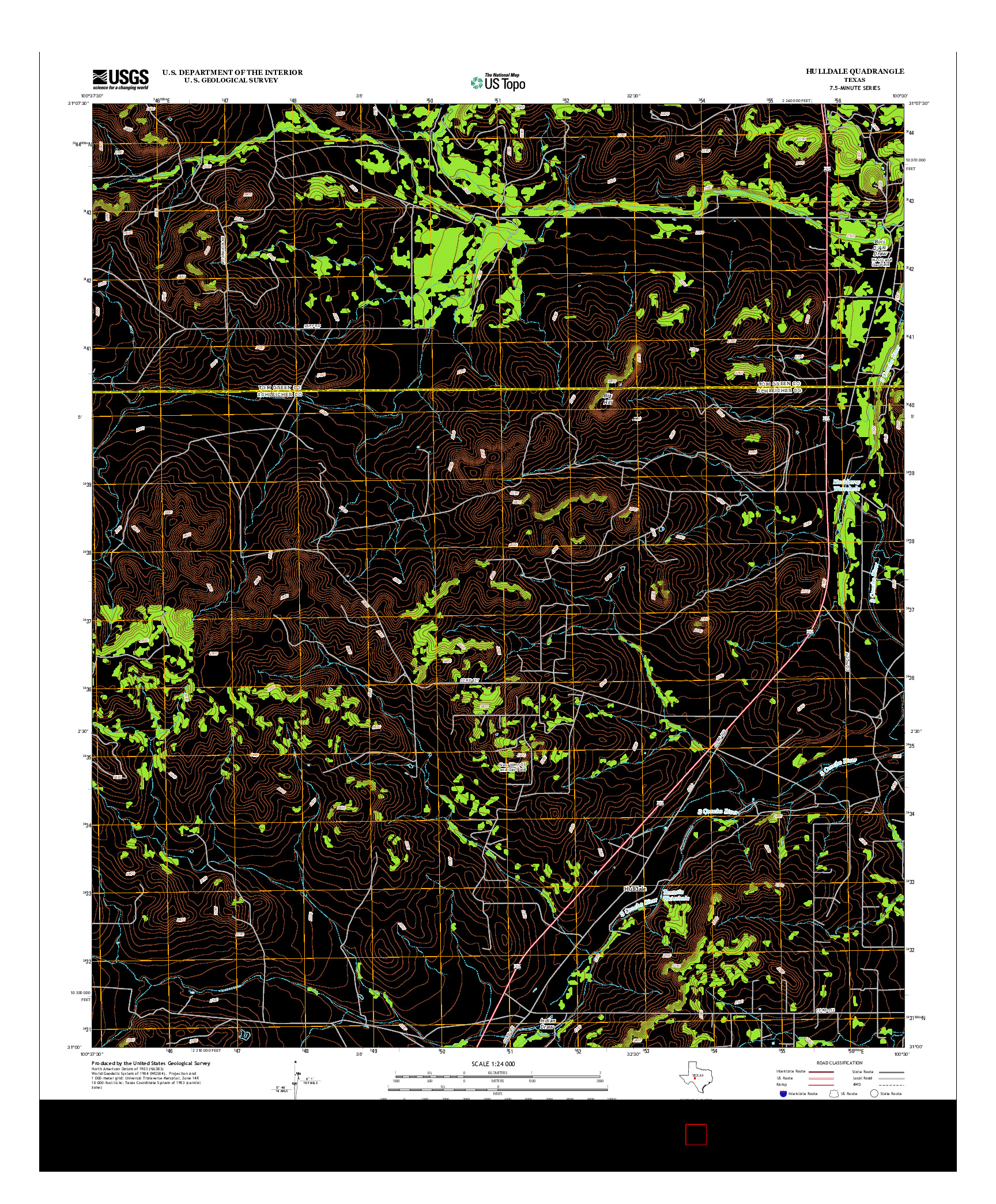 USGS US TOPO 7.5-MINUTE MAP FOR HULLDALE, TX 2012