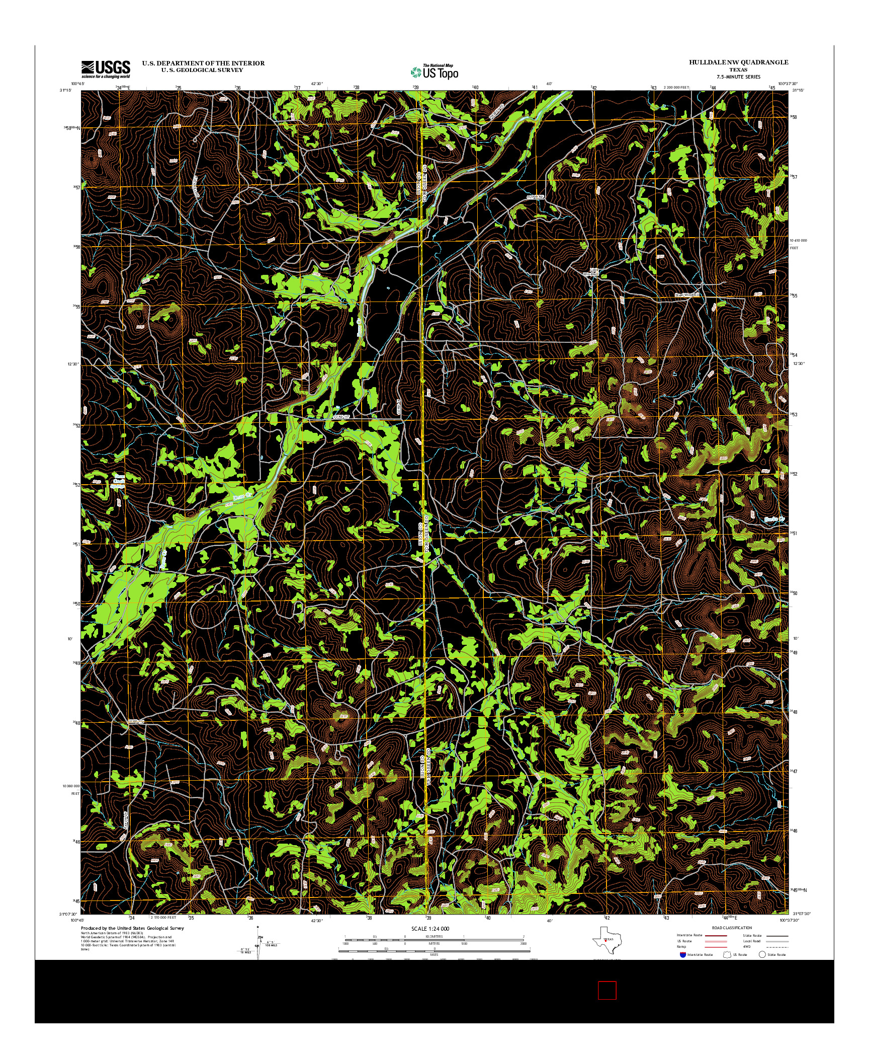 USGS US TOPO 7.5-MINUTE MAP FOR HULLDALE NW, TX 2012