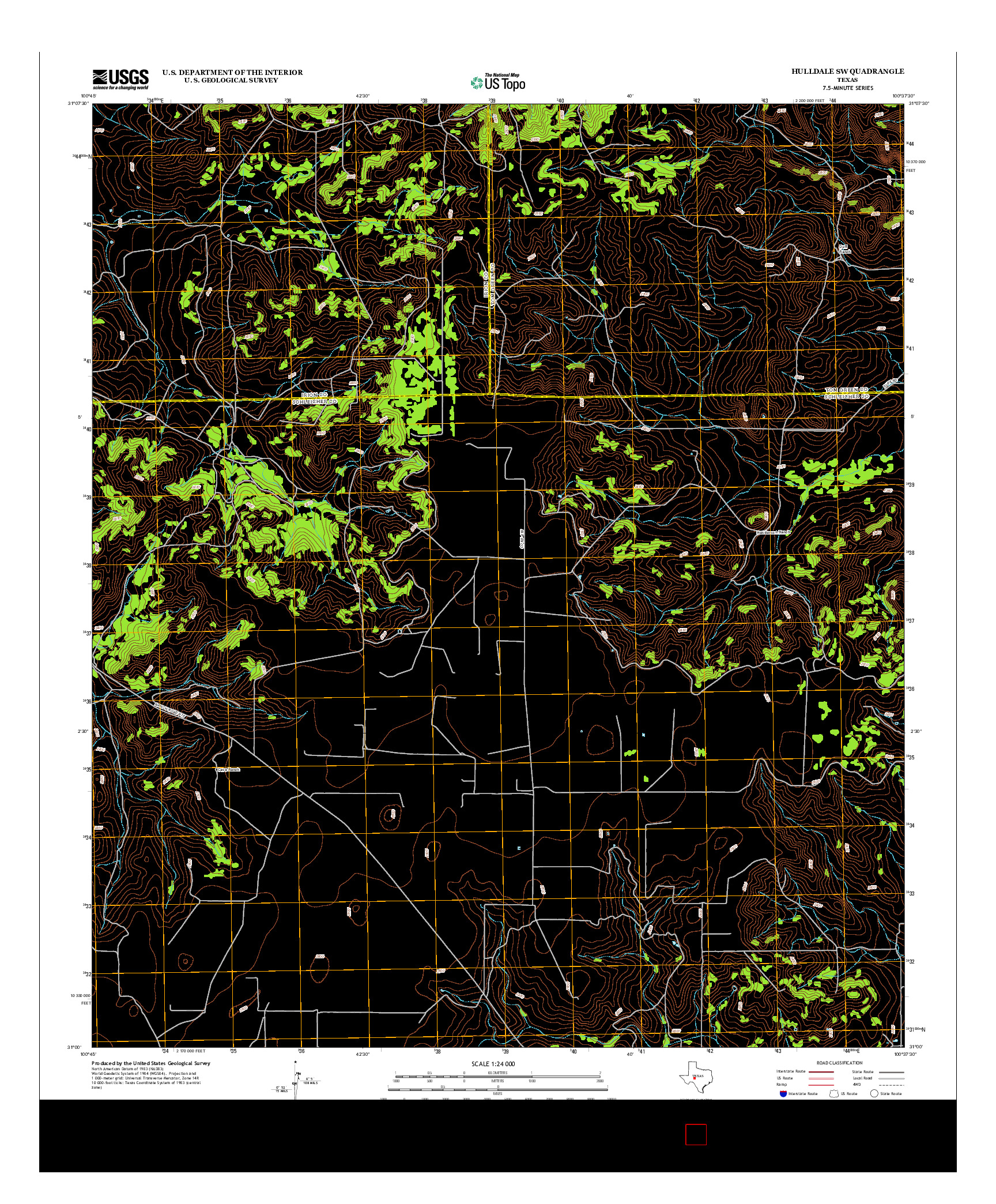 USGS US TOPO 7.5-MINUTE MAP FOR HULLDALE SW, TX 2012