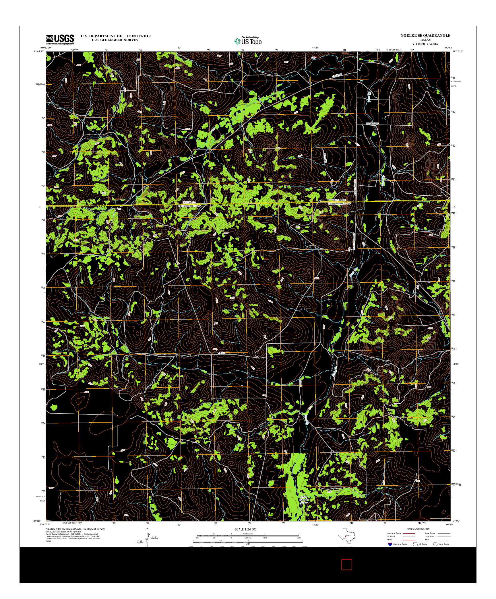 USGS US TOPO 7.5-MINUTE MAP FOR NOELKE SE, TX 2012