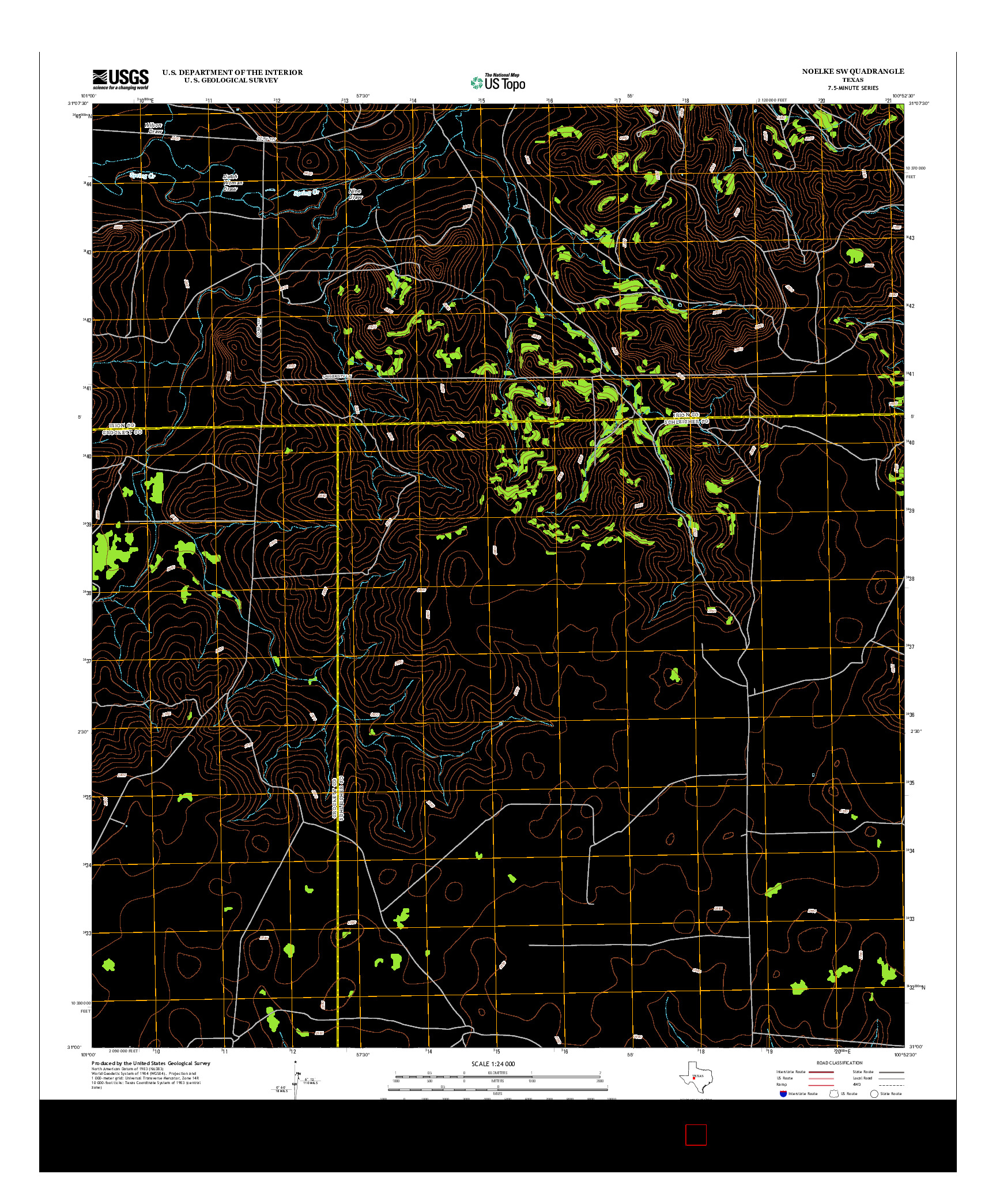 USGS US TOPO 7.5-MINUTE MAP FOR NOELKE SW, TX 2012