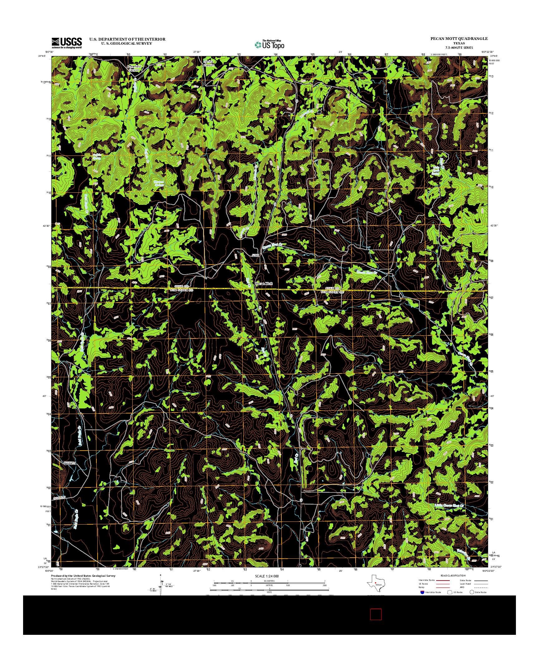 USGS US TOPO 7.5-MINUTE MAP FOR PECAN MOTT, TX 2012