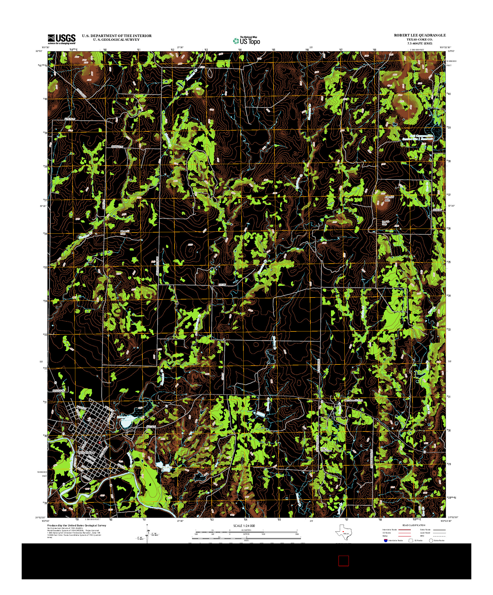 USGS US TOPO 7.5-MINUTE MAP FOR ROBERT LEE, TX 2012