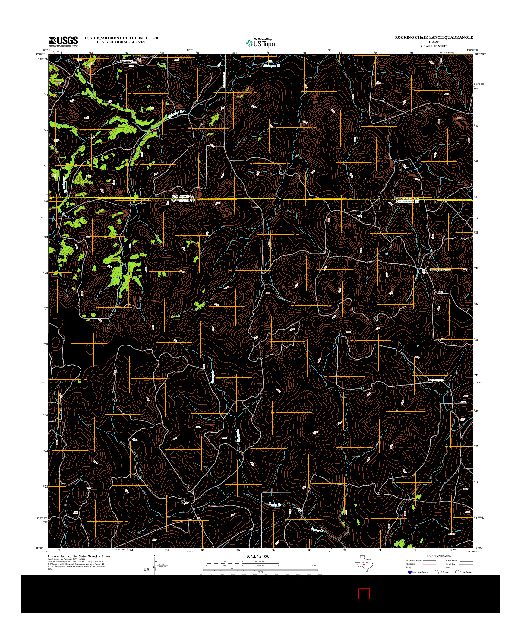 USGS US TOPO 7.5-MINUTE MAP FOR ROCKING CHAIR RANCH, TX 2012