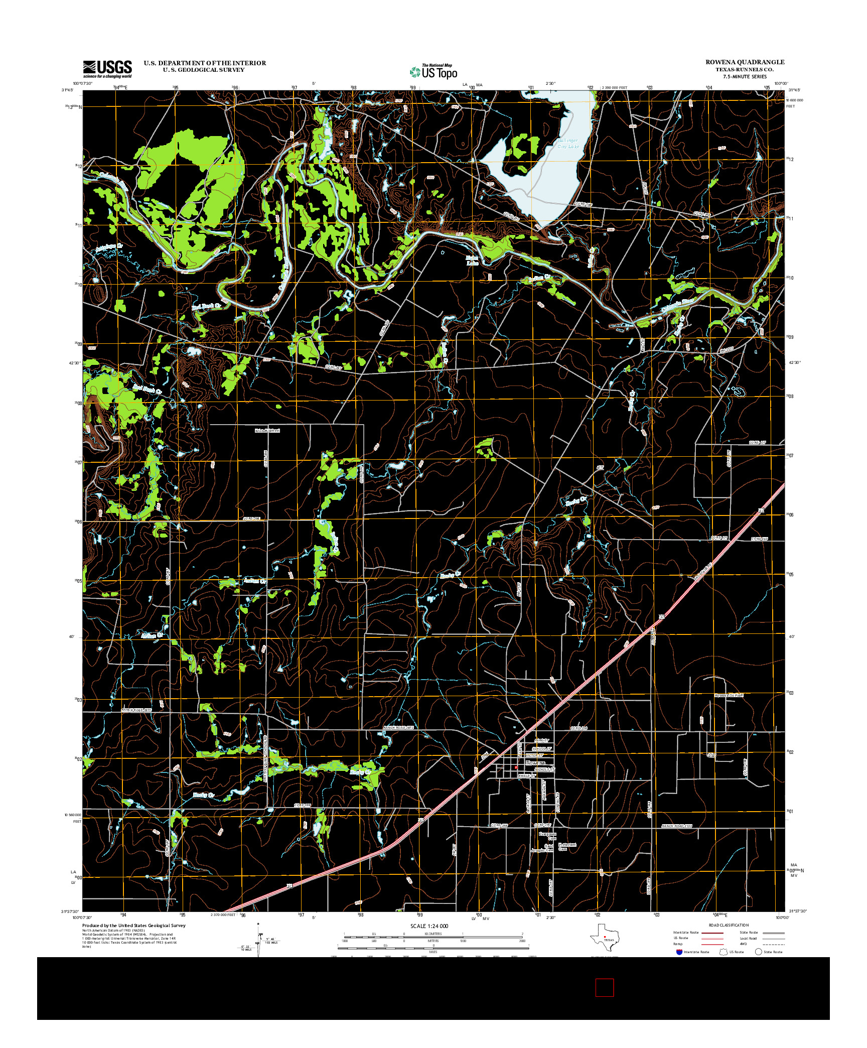 USGS US TOPO 7.5-MINUTE MAP FOR ROWENA, TX 2012
