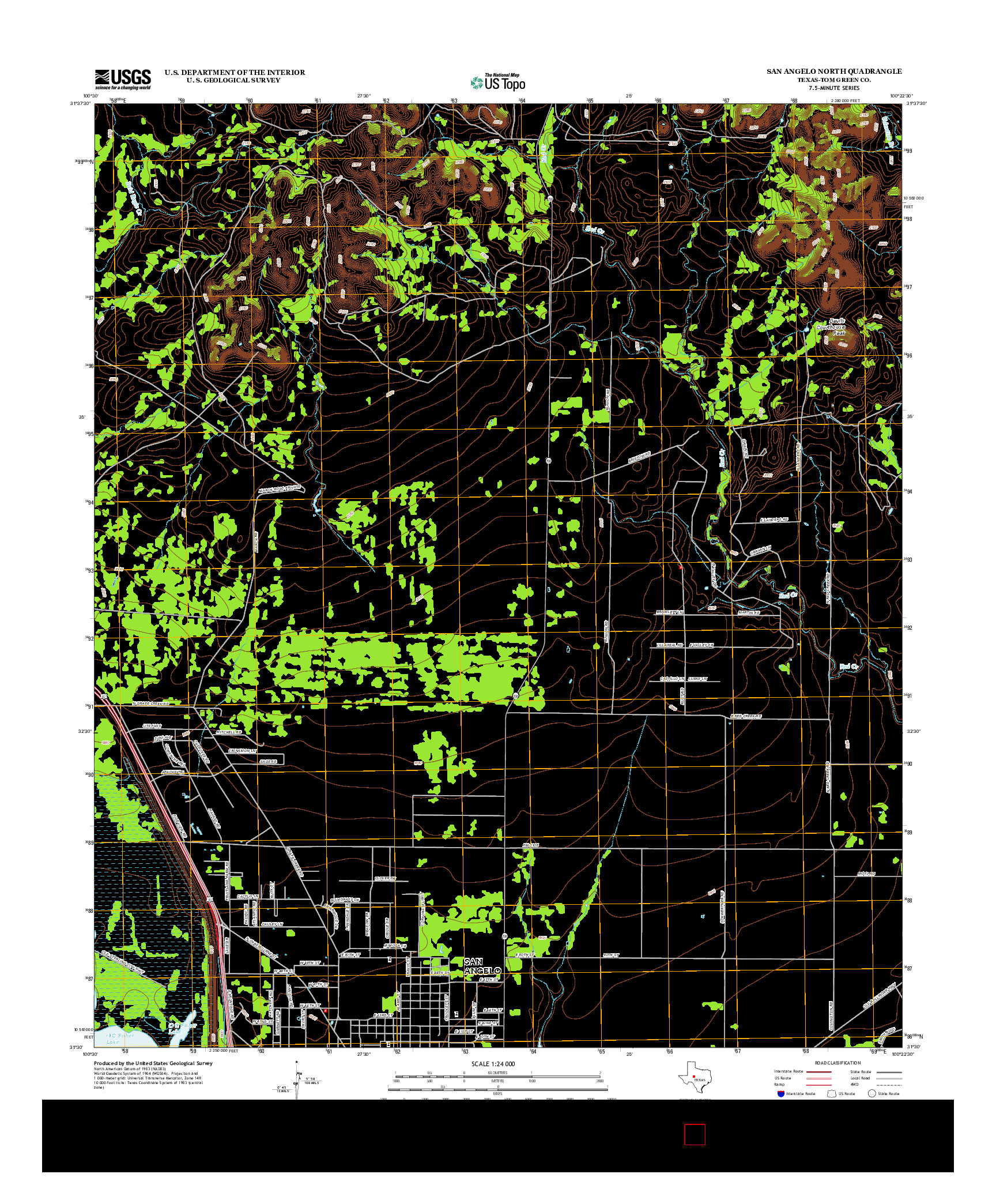 USGS US TOPO 7.5-MINUTE MAP FOR SAN ANGELO NORTH, TX 2012