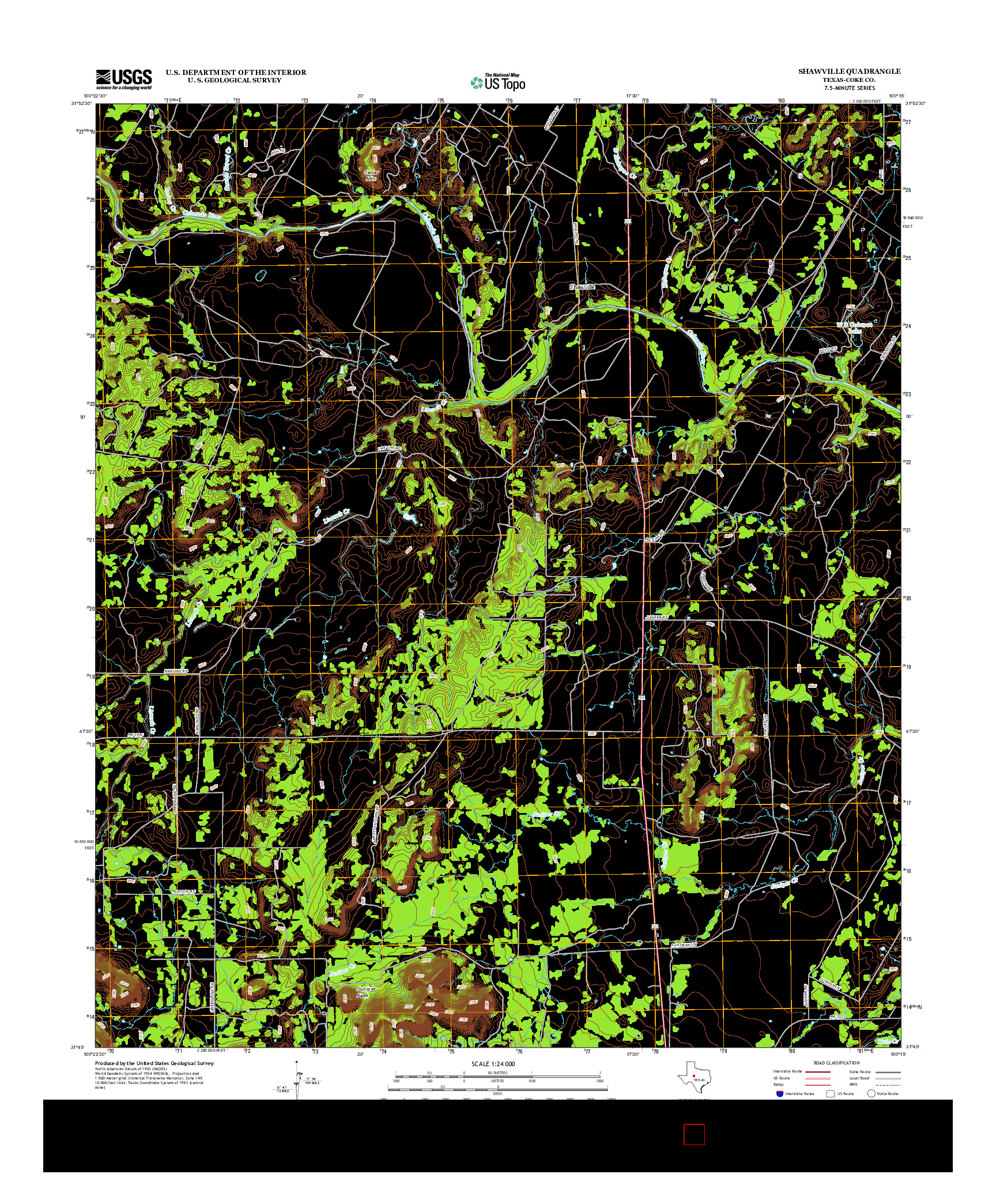 USGS US TOPO 7.5-MINUTE MAP FOR SHAWVILLE, TX 2012