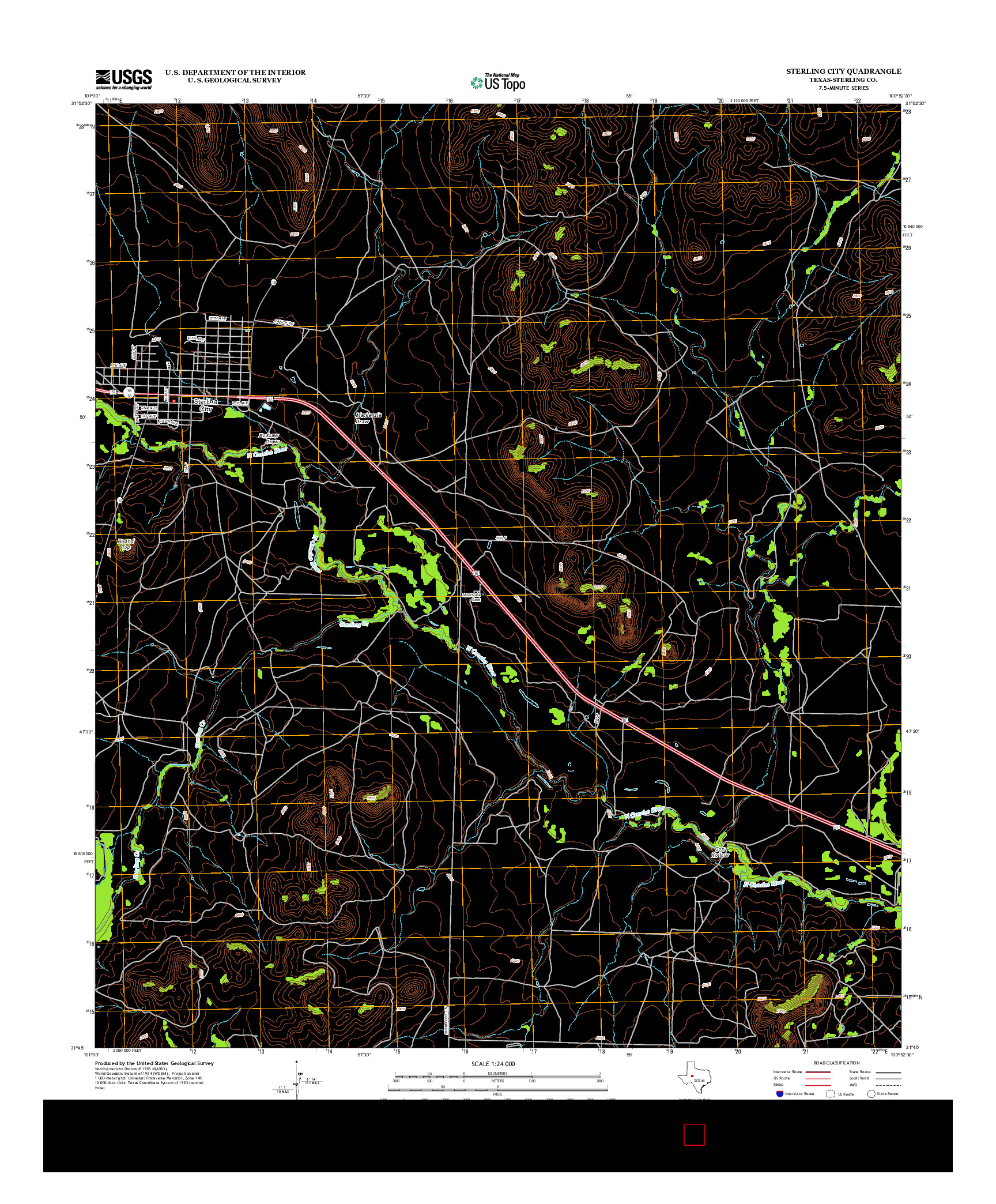 USGS US TOPO 7.5-MINUTE MAP FOR STERLING CITY, TX 2012