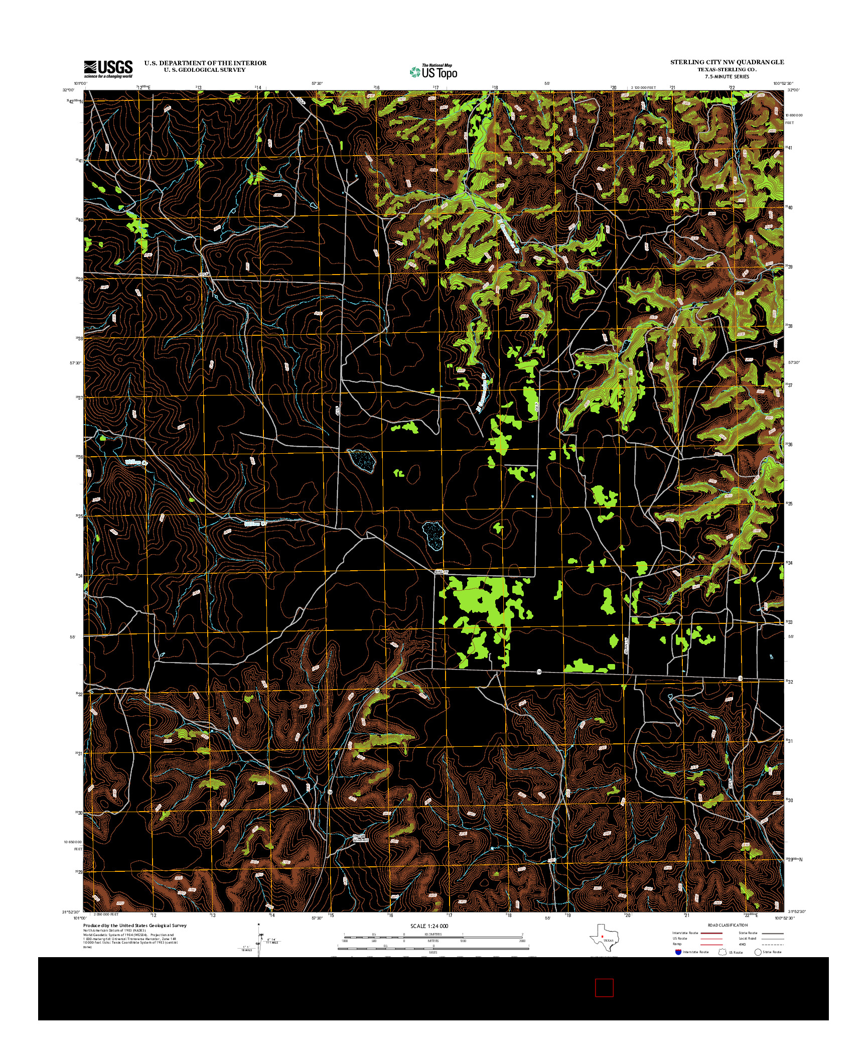 USGS US TOPO 7.5-MINUTE MAP FOR STERLING CITY NW, TX 2012