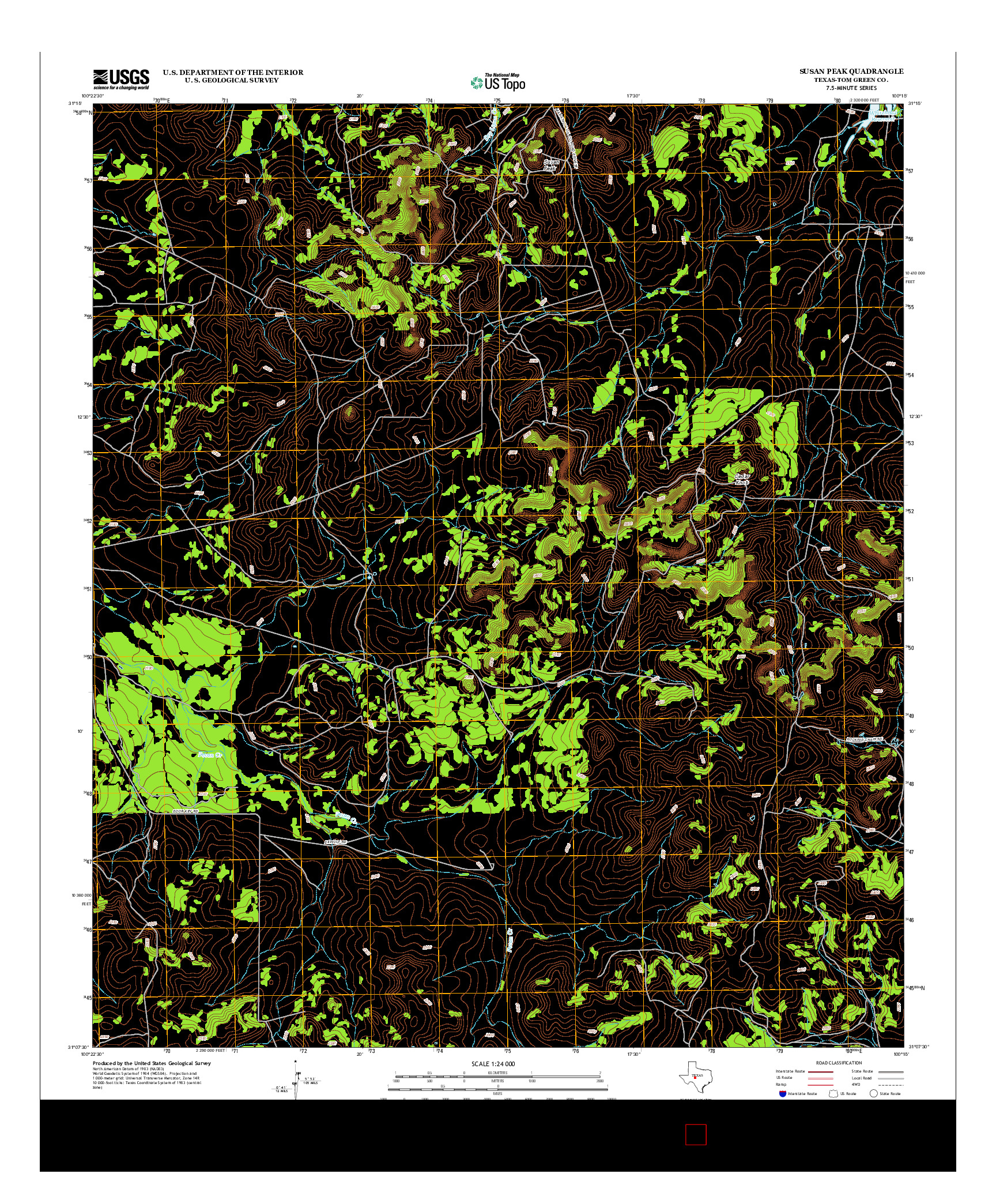 USGS US TOPO 7.5-MINUTE MAP FOR SUSAN PEAK, TX 2012