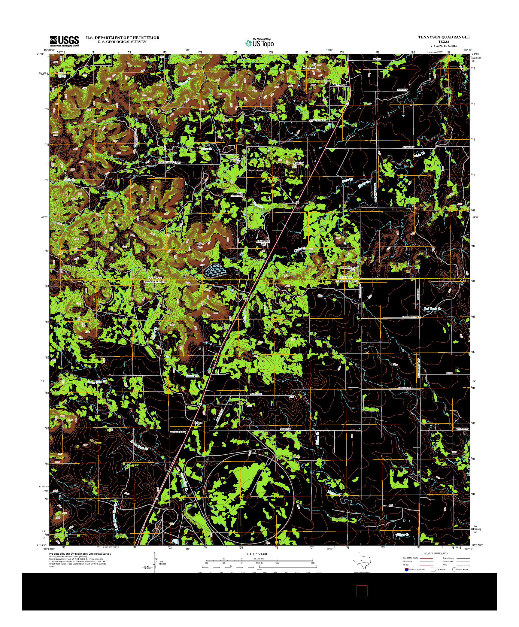 USGS US TOPO 7.5-MINUTE MAP FOR TENNYSON, TX 2012