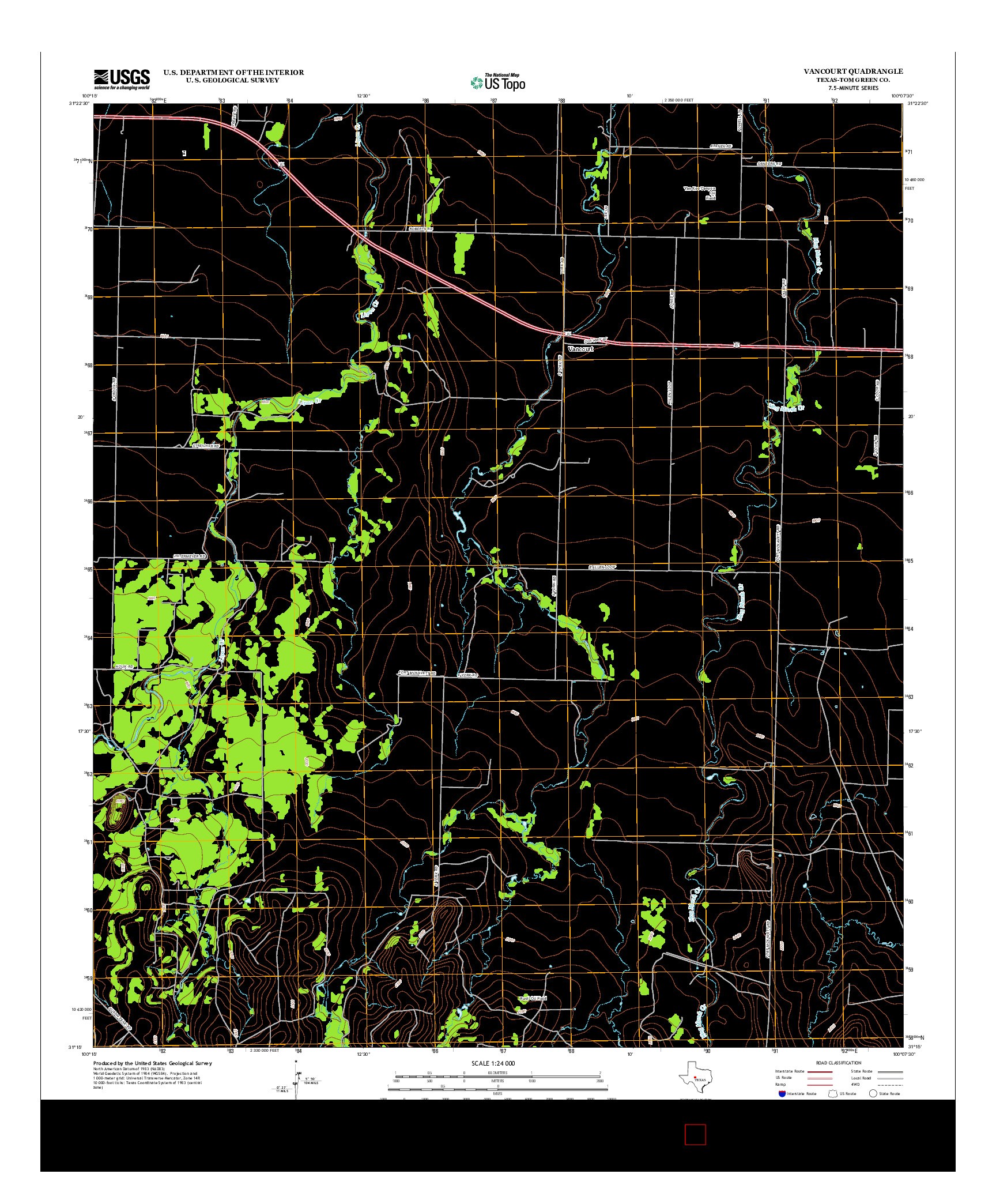 USGS US TOPO 7.5-MINUTE MAP FOR VANCOURT, TX 2012