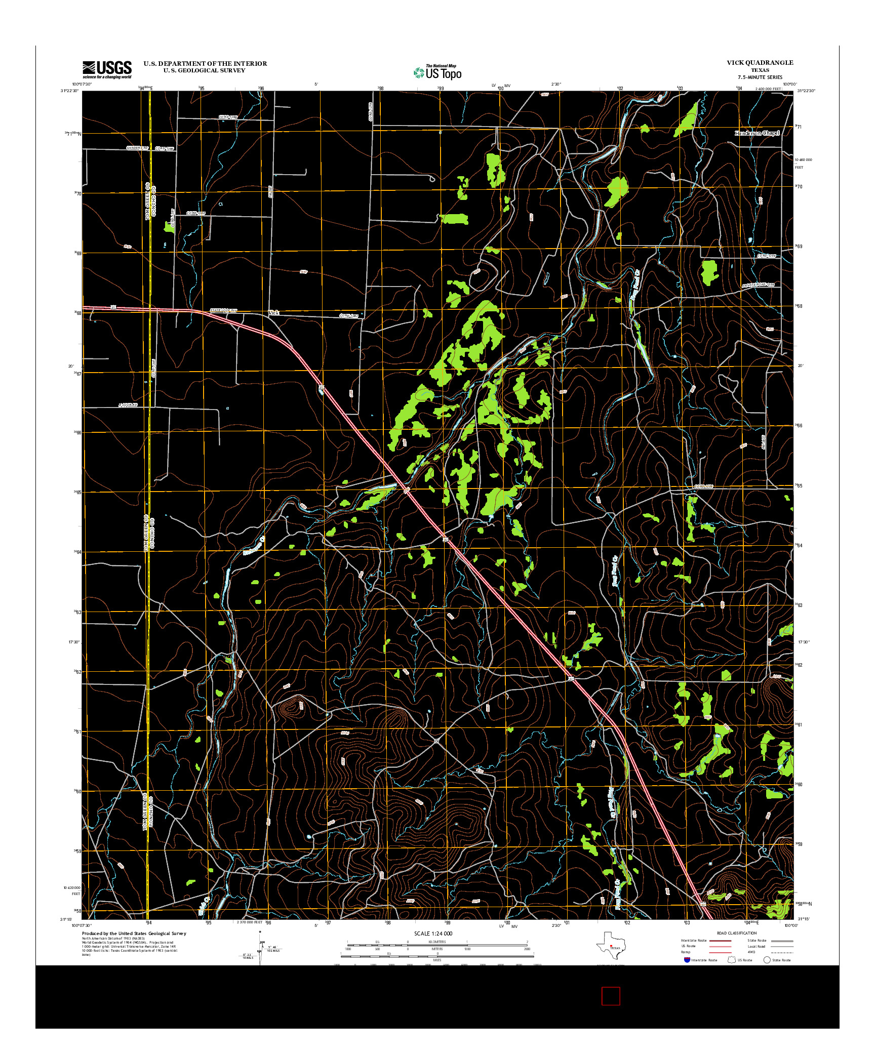 USGS US TOPO 7.5-MINUTE MAP FOR VICK, TX 2012