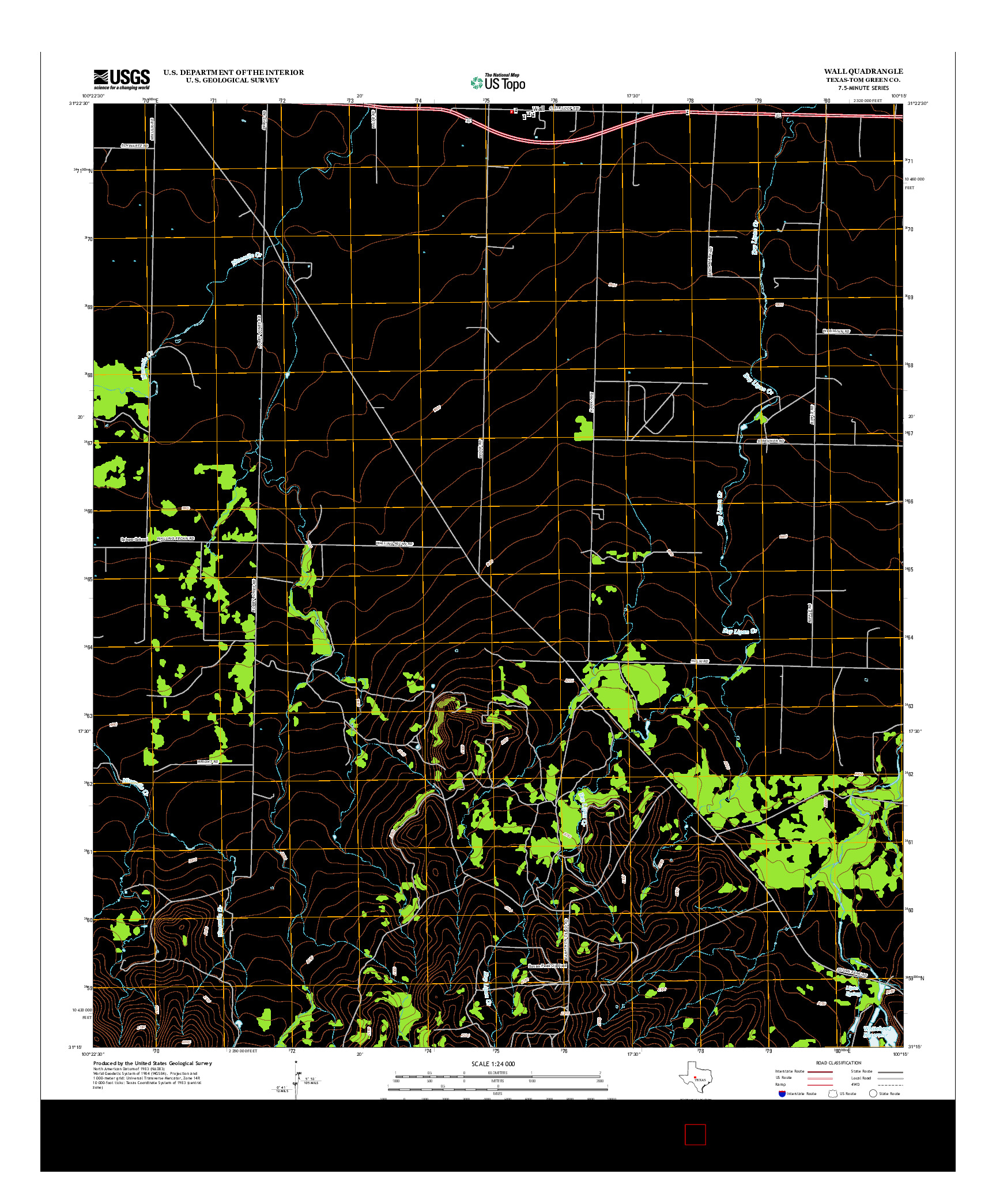 USGS US TOPO 7.5-MINUTE MAP FOR WALL, TX 2012