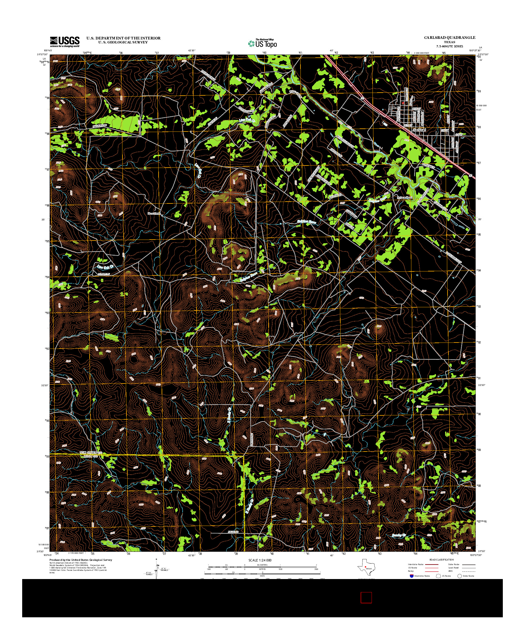 USGS US TOPO 7.5-MINUTE MAP FOR CARLSBAD, TX 2012