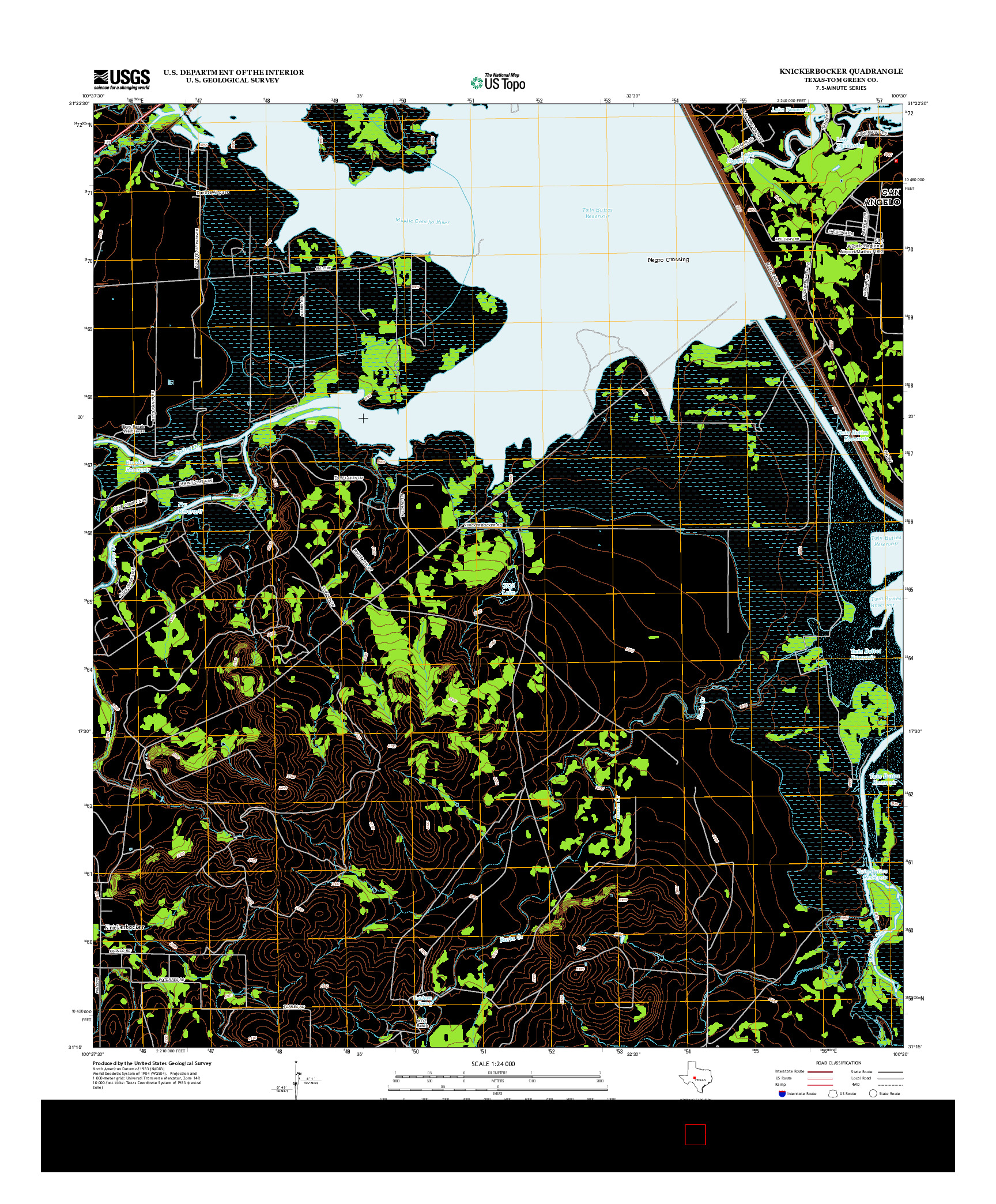 USGS US TOPO 7.5-MINUTE MAP FOR KNICKERBOCKER, TX 2012