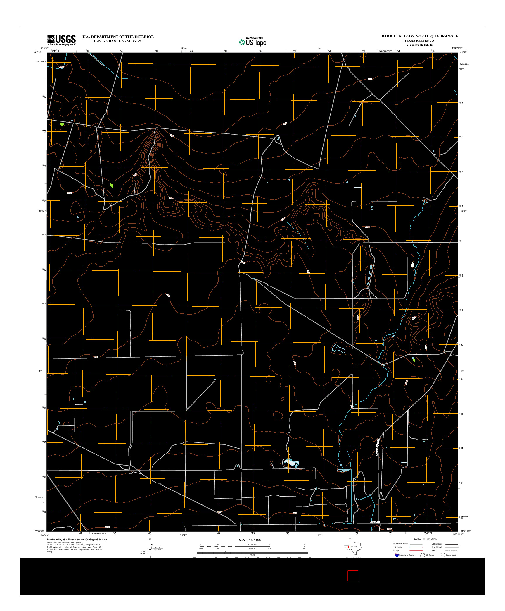 USGS US TOPO 7.5-MINUTE MAP FOR BARRILLA DRAW NORTH, TX 2012