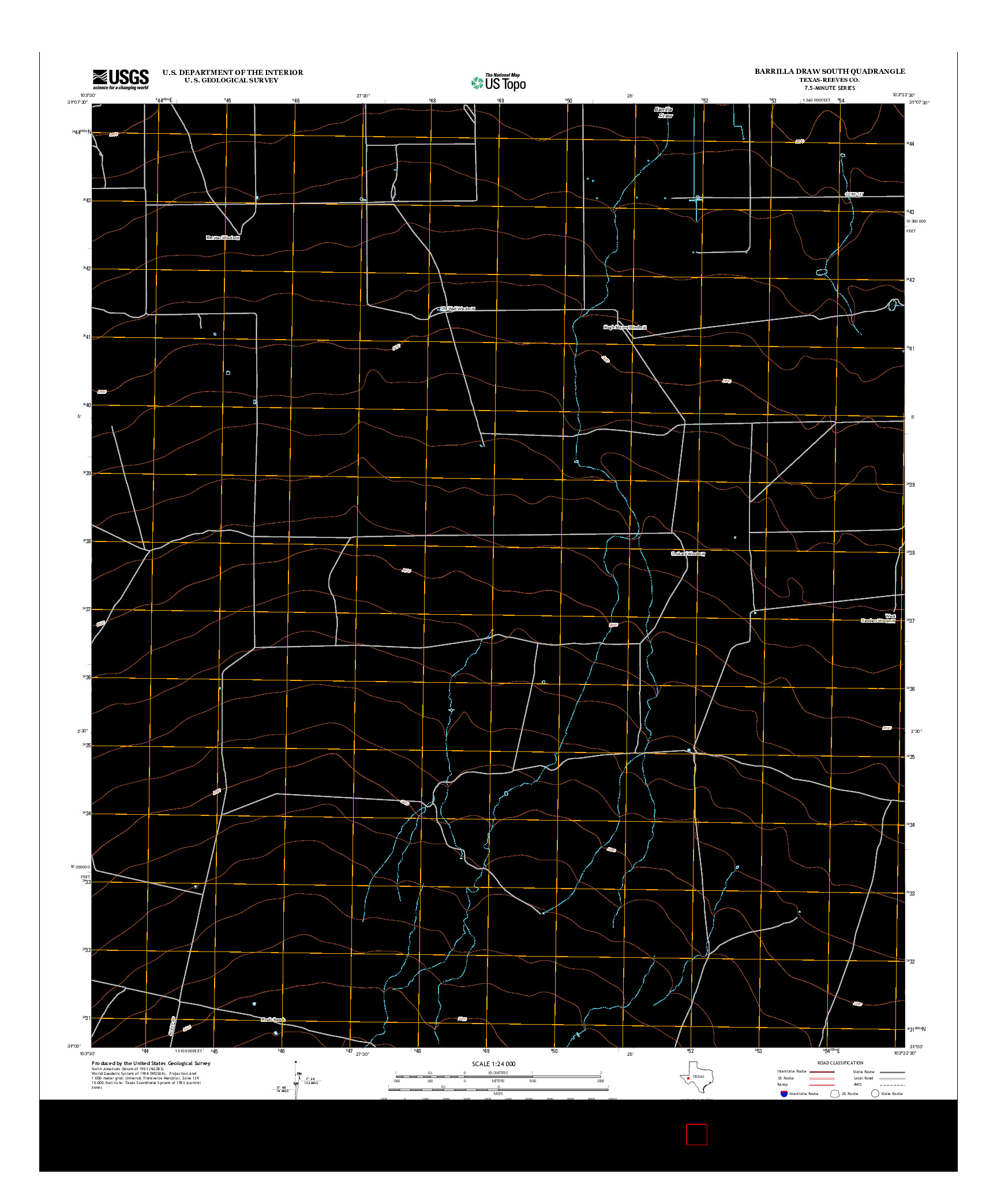 USGS US TOPO 7.5-MINUTE MAP FOR BARRILLA DRAW SOUTH, TX 2012