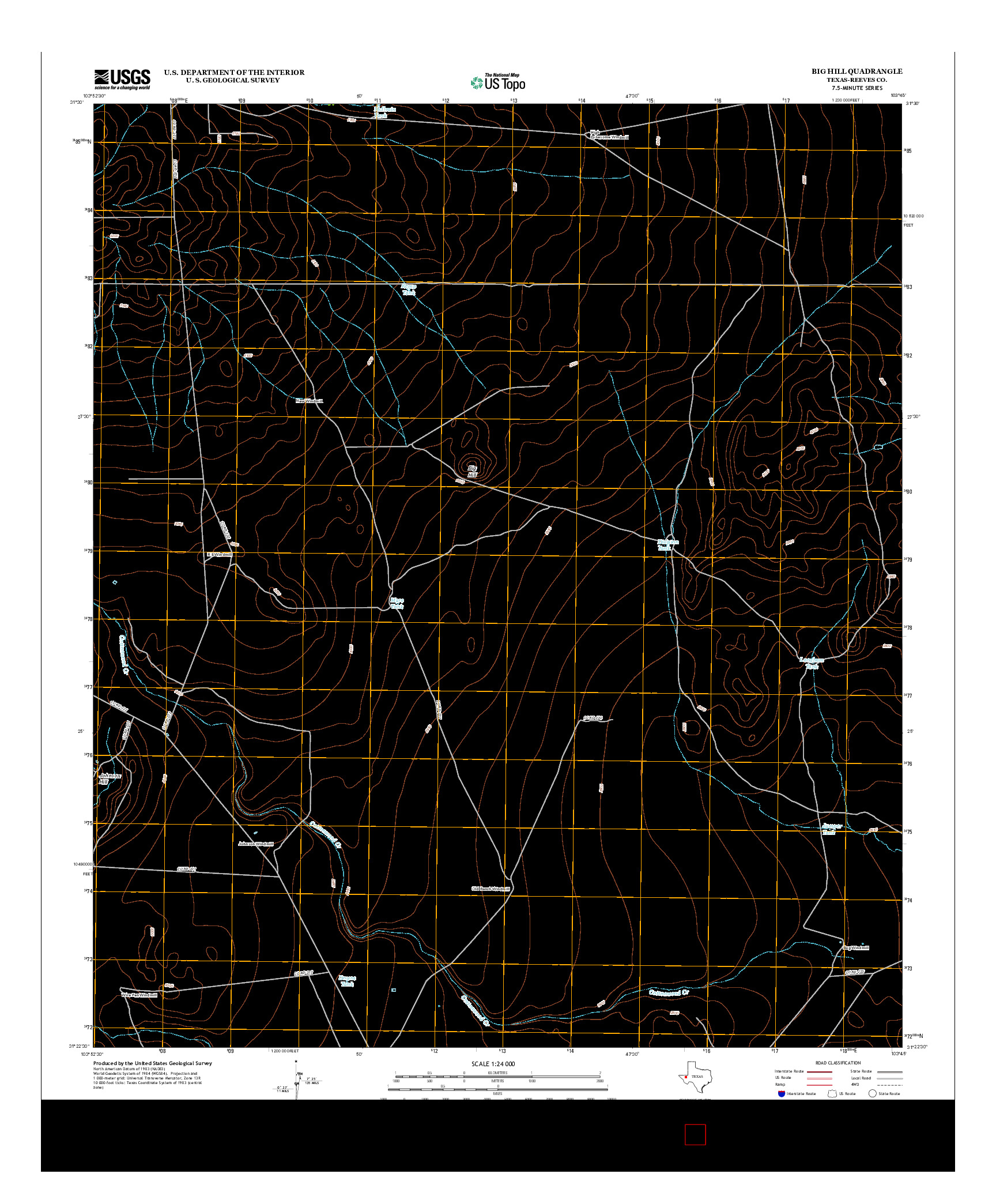 USGS US TOPO 7.5-MINUTE MAP FOR BIG HILL, TX 2012
