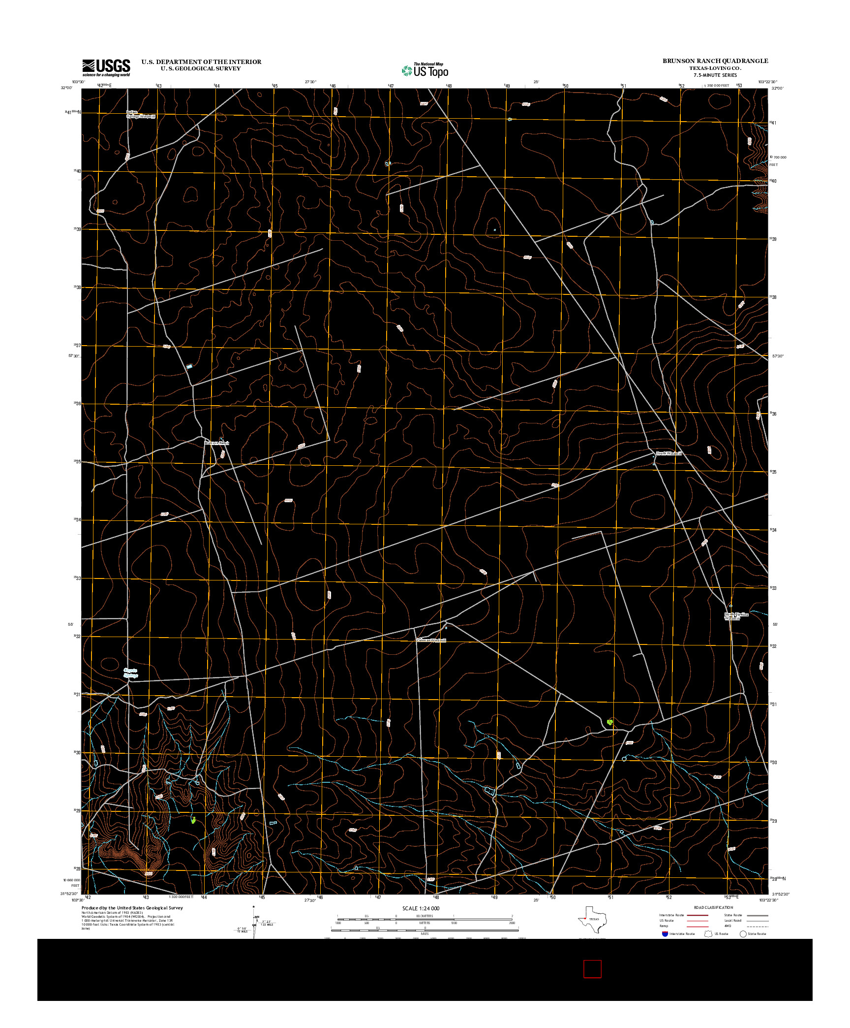 USGS US TOPO 7.5-MINUTE MAP FOR BRUNSON RANCH, TX 2012