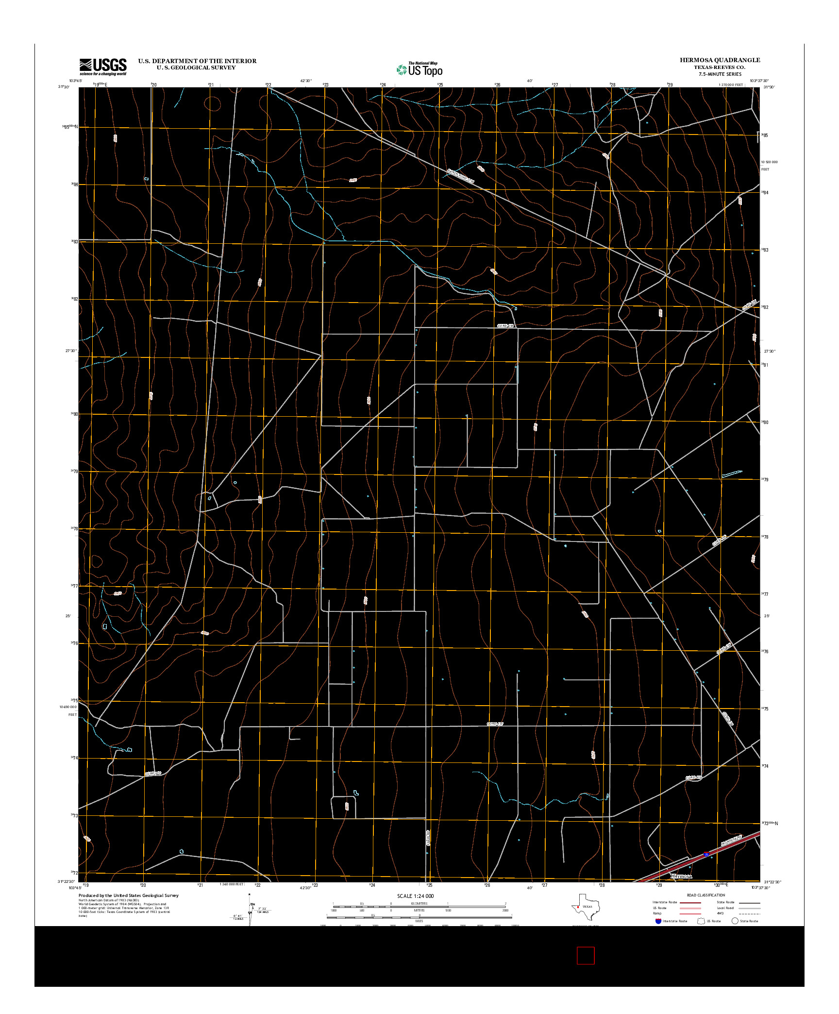 USGS US TOPO 7.5-MINUTE MAP FOR HERMOSA, TX 2012