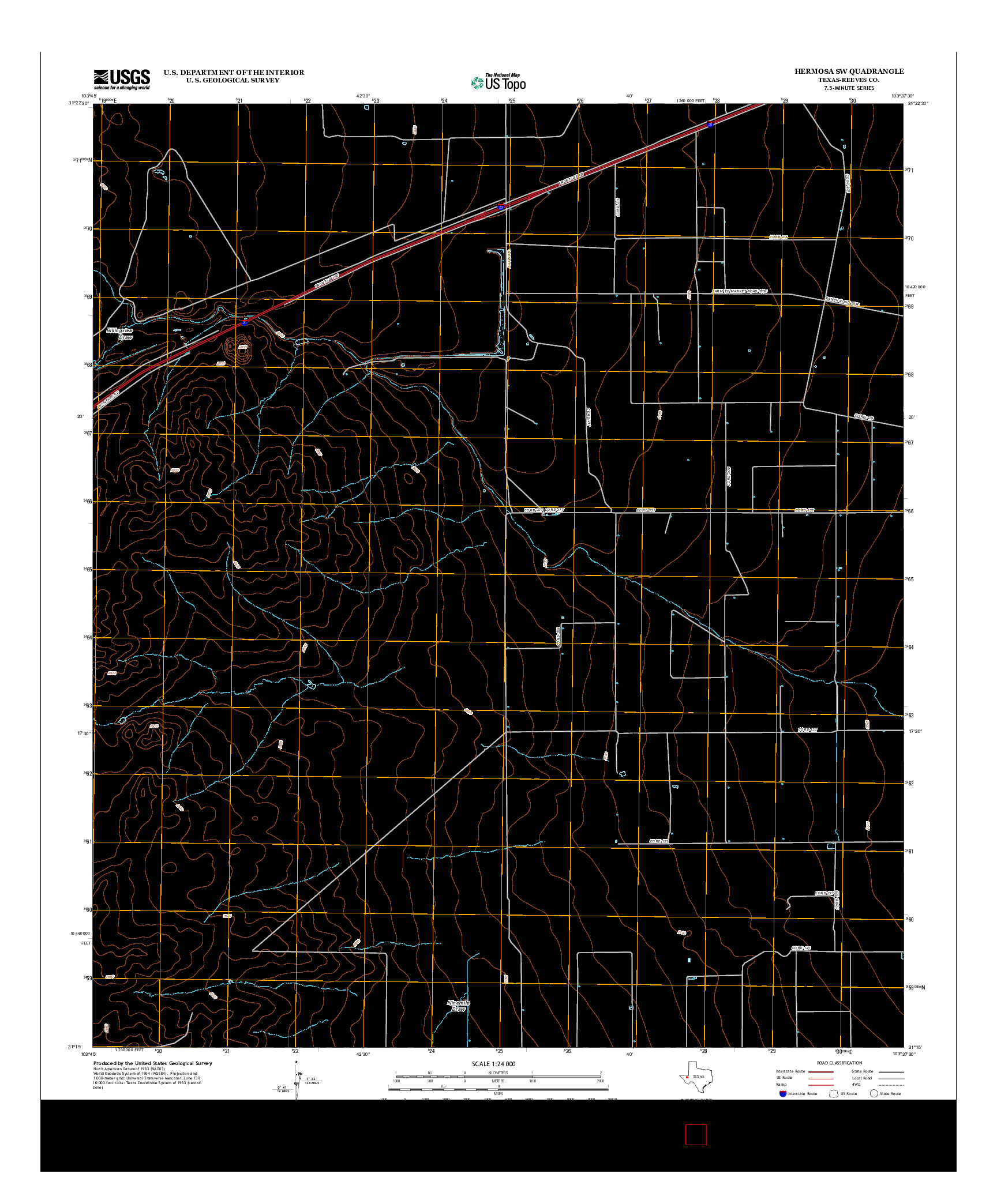 USGS US TOPO 7.5-MINUTE MAP FOR HERMOSA SW, TX 2012