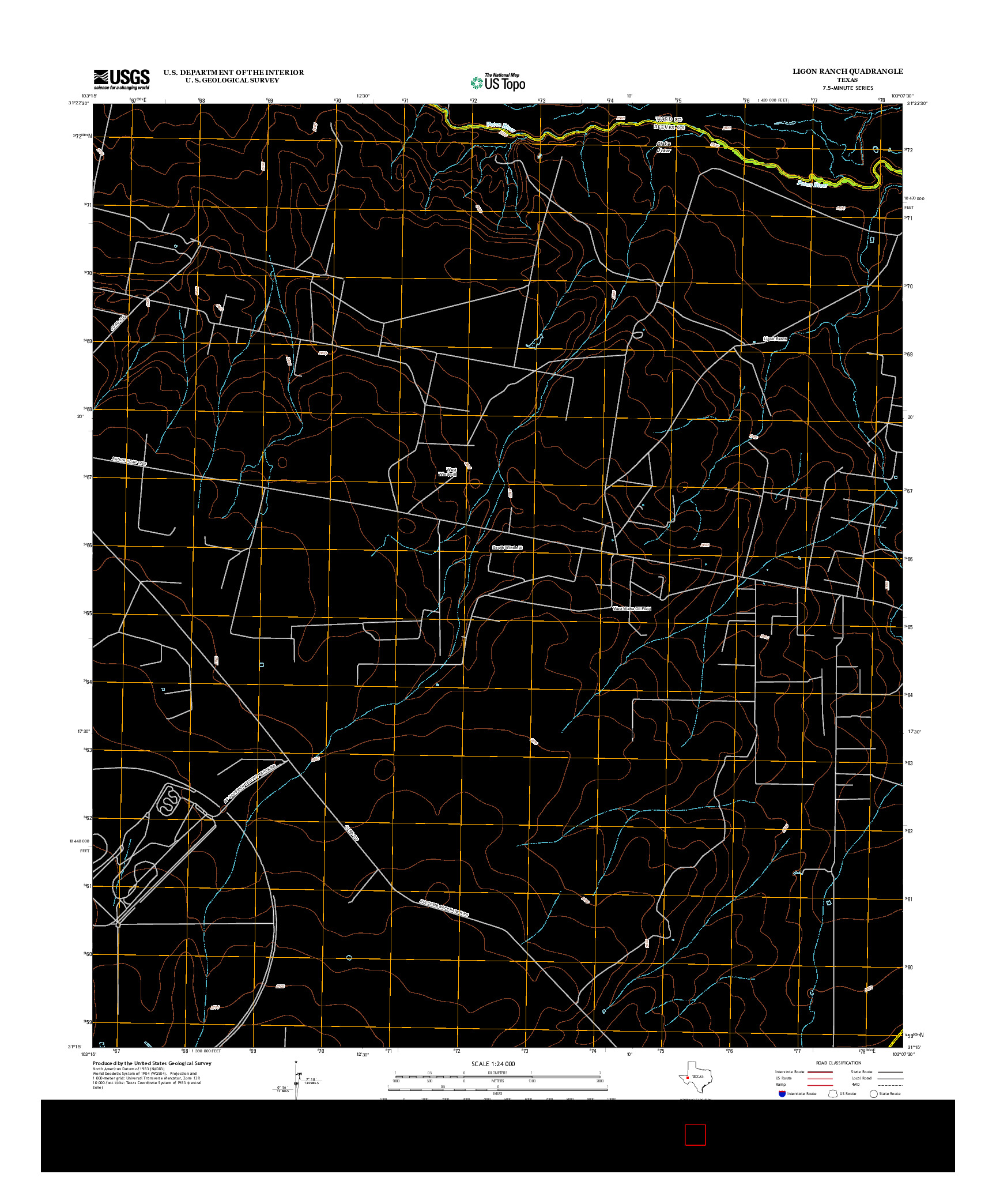 USGS US TOPO 7.5-MINUTE MAP FOR LIGON RANCH, TX 2012