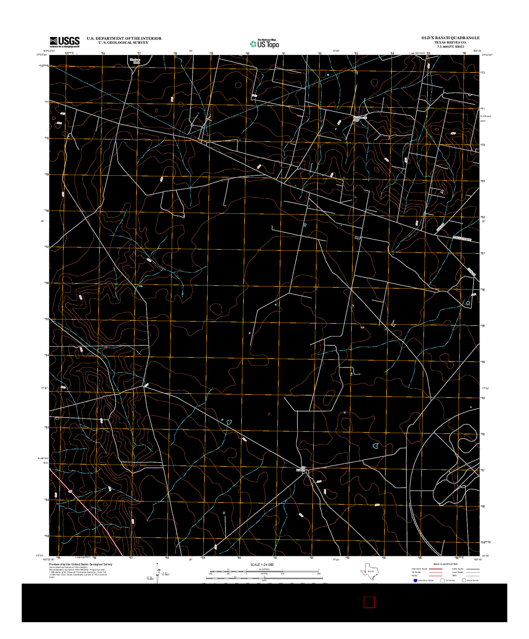 USGS US TOPO 7.5-MINUTE MAP FOR OLD X RANCH, TX 2012