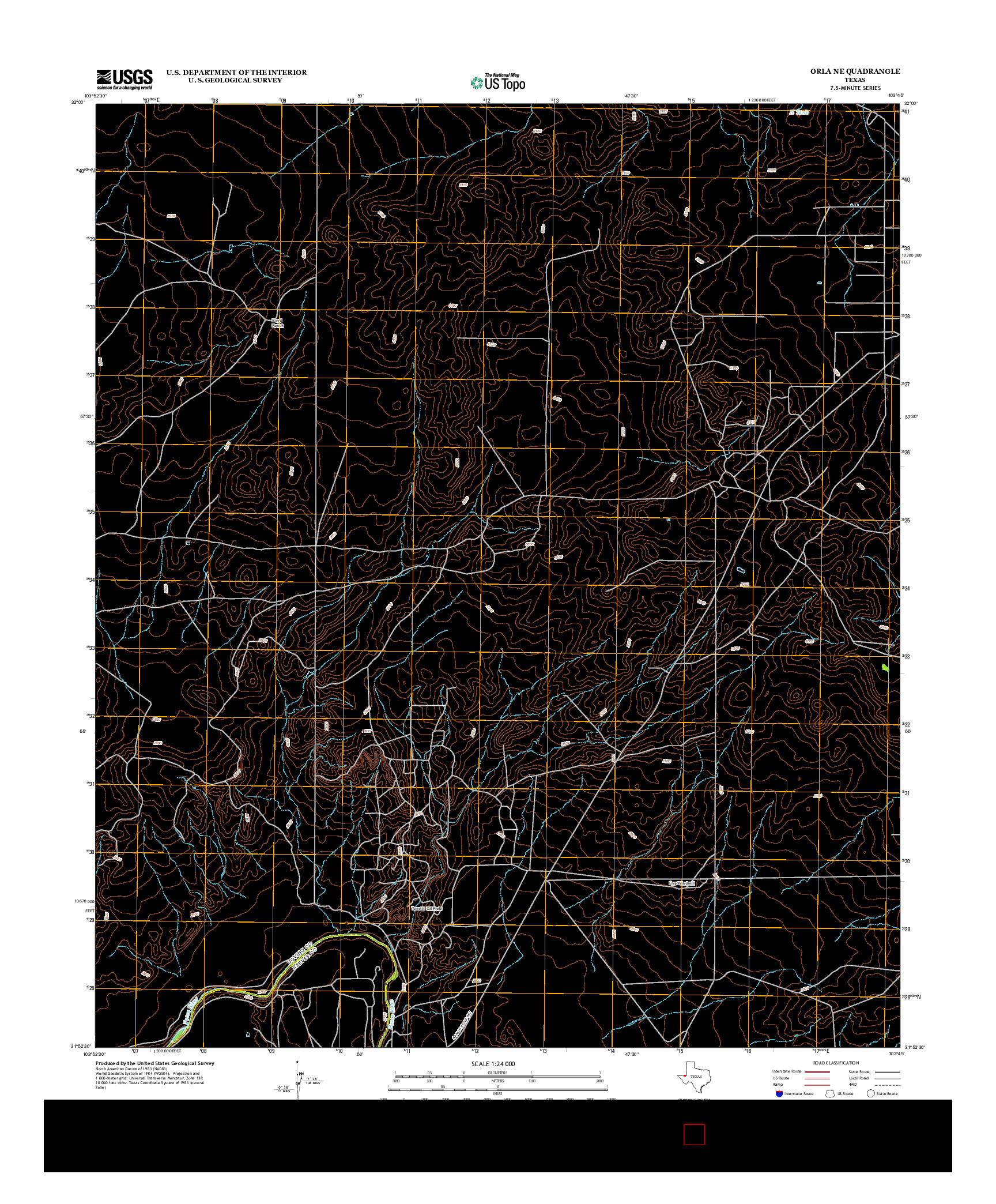 USGS US TOPO 7.5-MINUTE MAP FOR ORLA NE, TX 2012