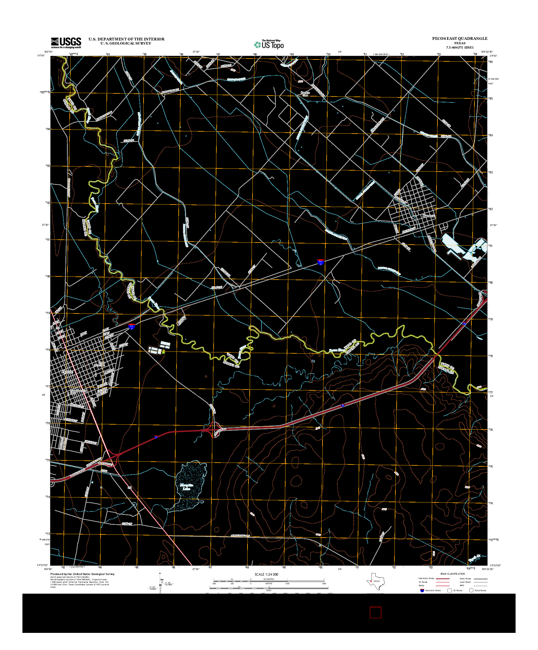 USGS US TOPO 7.5-MINUTE MAP FOR PECOS EAST, TX 2012