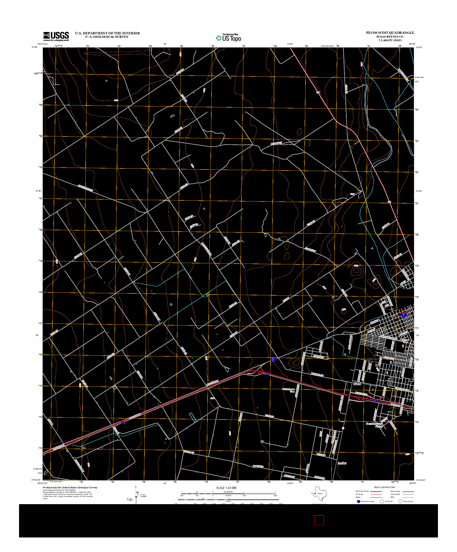 USGS US TOPO 7.5-MINUTE MAP FOR PECOS WEST, TX 2012