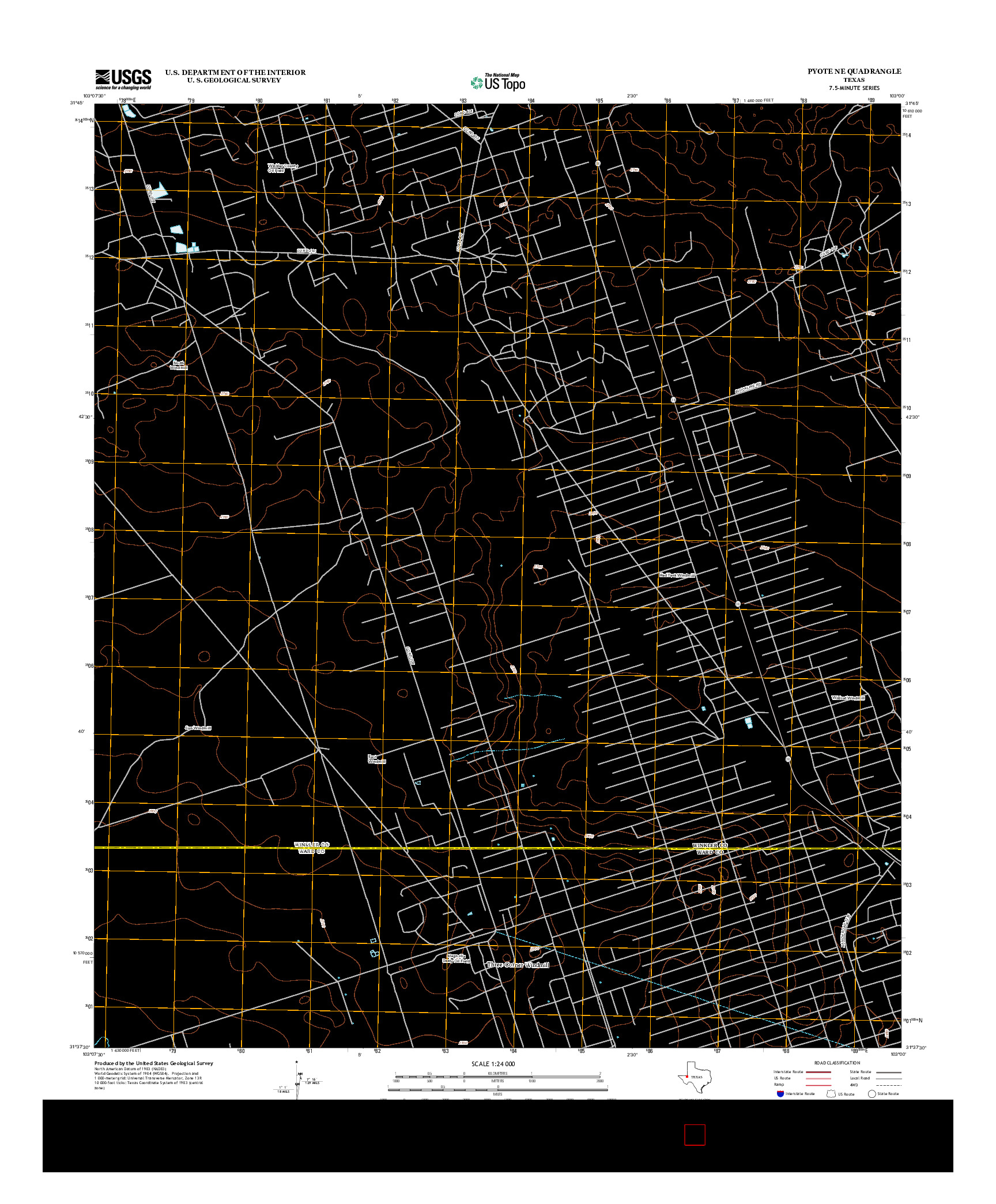 USGS US TOPO 7.5-MINUTE MAP FOR PYOTE NE, TX 2012