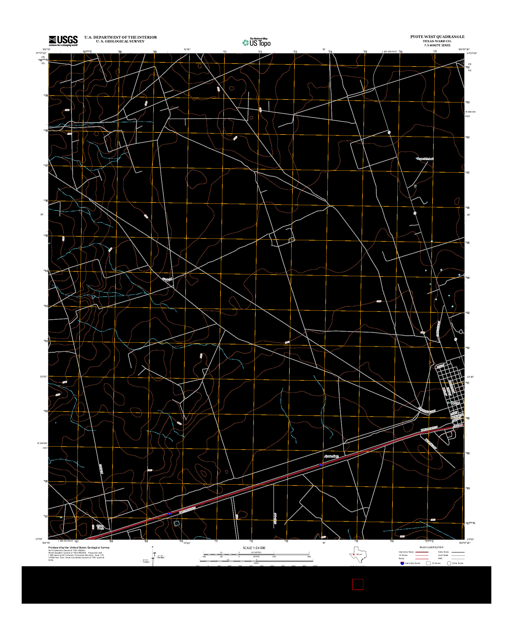 USGS US TOPO 7.5-MINUTE MAP FOR PYOTE WEST, TX 2012