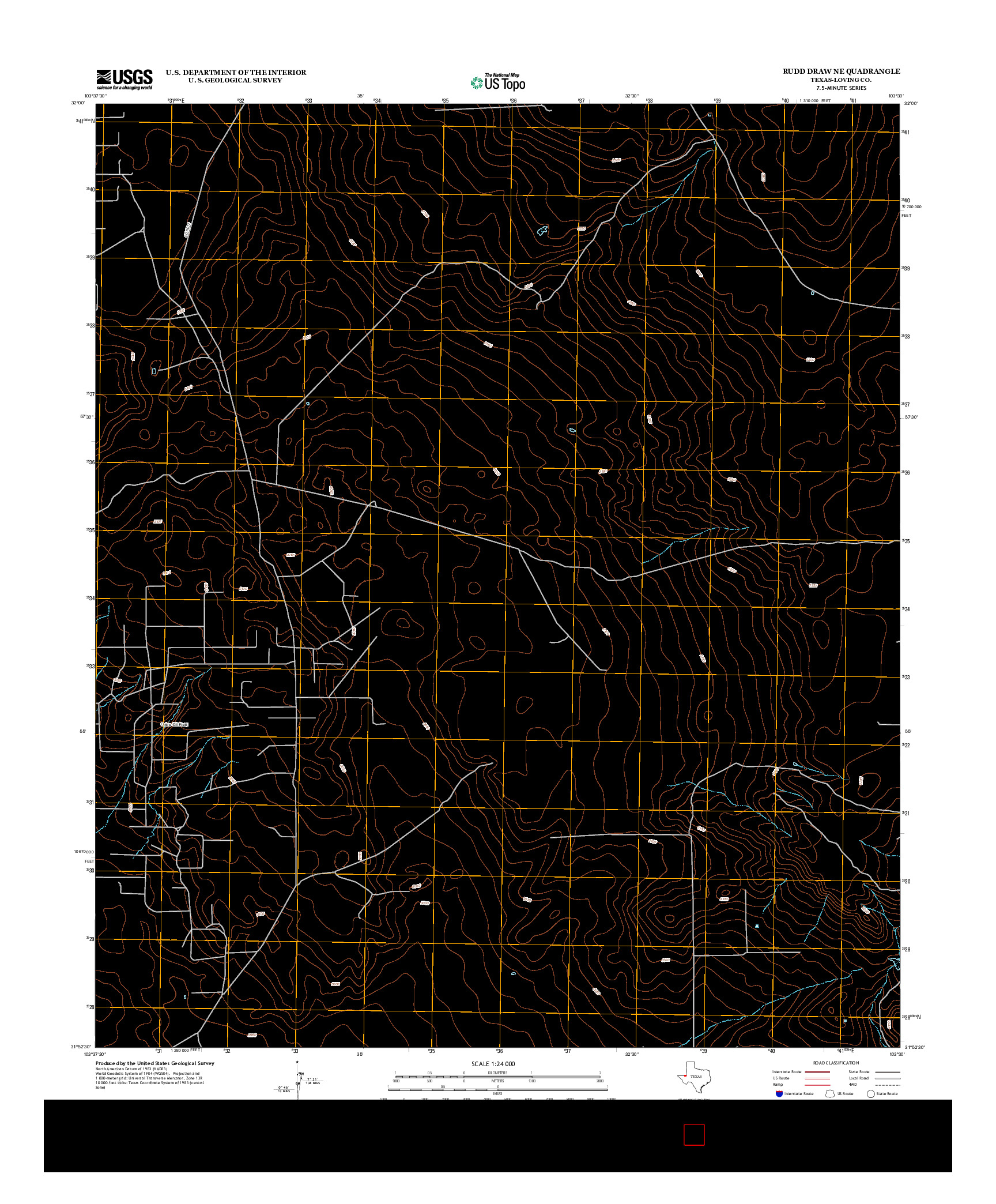 USGS US TOPO 7.5-MINUTE MAP FOR RUDD DRAW NE, TX 2012