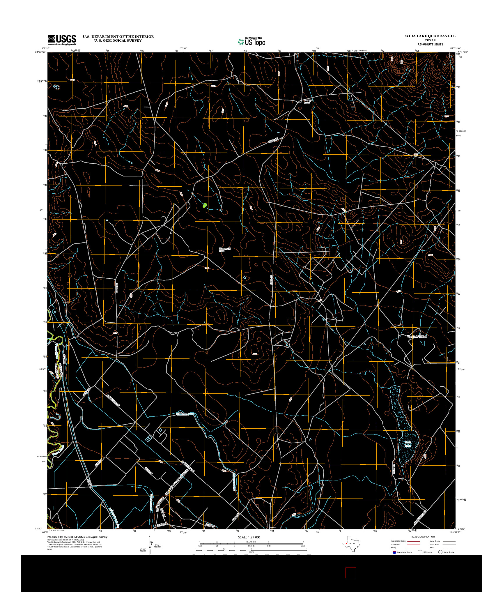 USGS US TOPO 7.5-MINUTE MAP FOR SODA LAKE, TX 2012