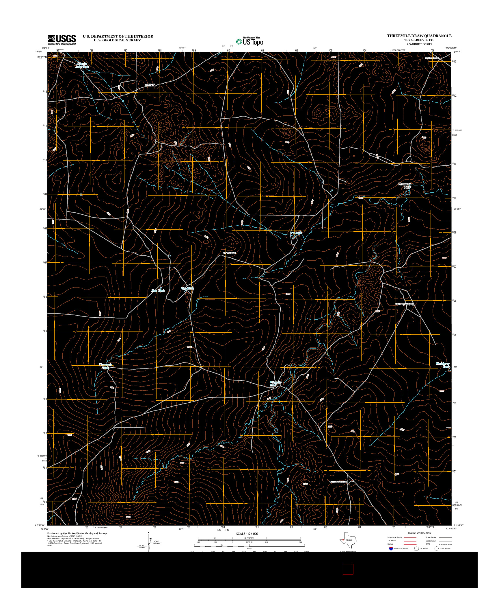 USGS US TOPO 7.5-MINUTE MAP FOR THREEMILE DRAW, TX 2012