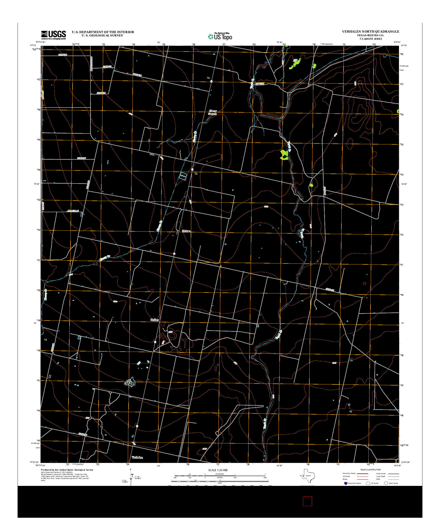 USGS US TOPO 7.5-MINUTE MAP FOR VERHALEN NORTH, TX 2012