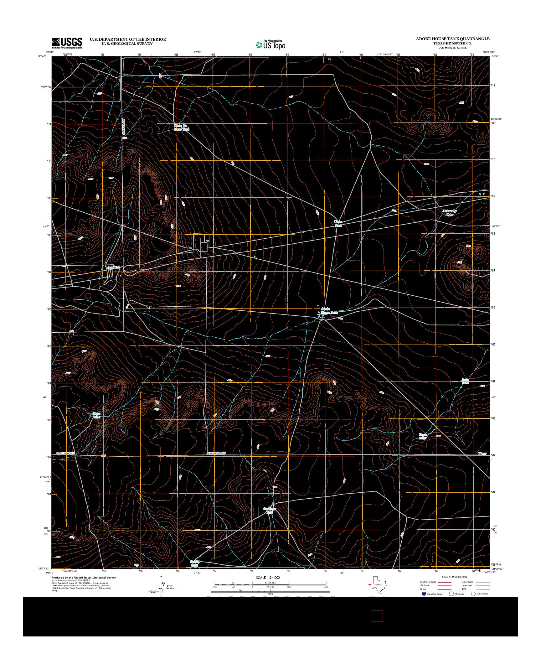 USGS US TOPO 7.5-MINUTE MAP FOR ADOBE HOUSE TANK, TX 2012