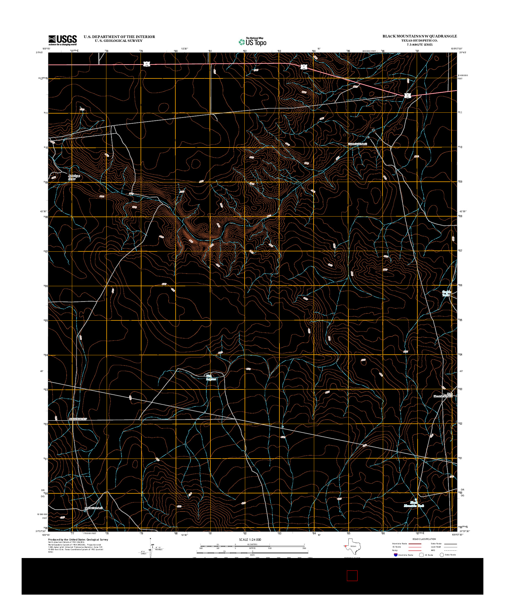 USGS US TOPO 7.5-MINUTE MAP FOR BLACK MOUNTAINS NW, TX 2012