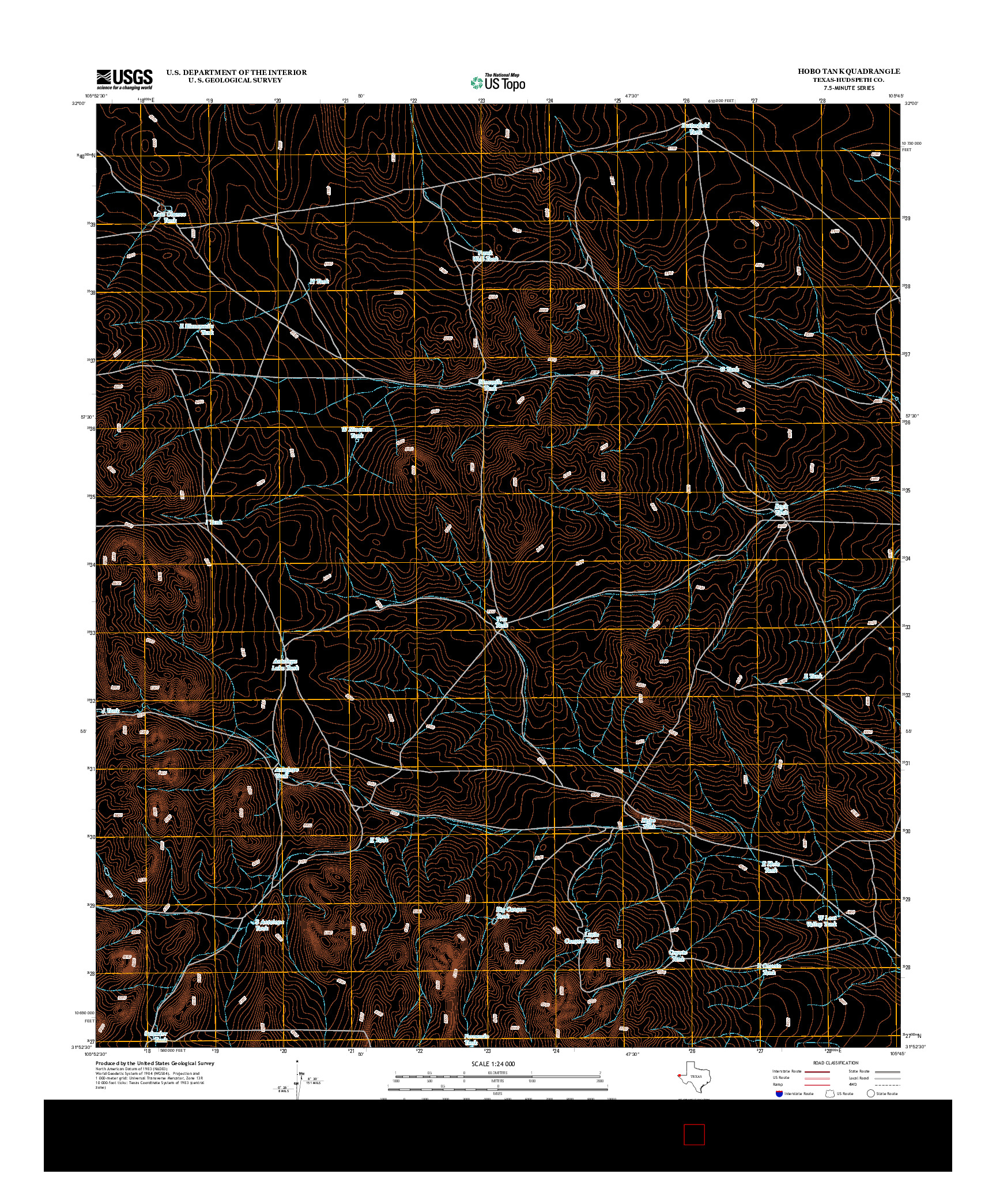 USGS US TOPO 7.5-MINUTE MAP FOR HOBO TANK, TX 2012