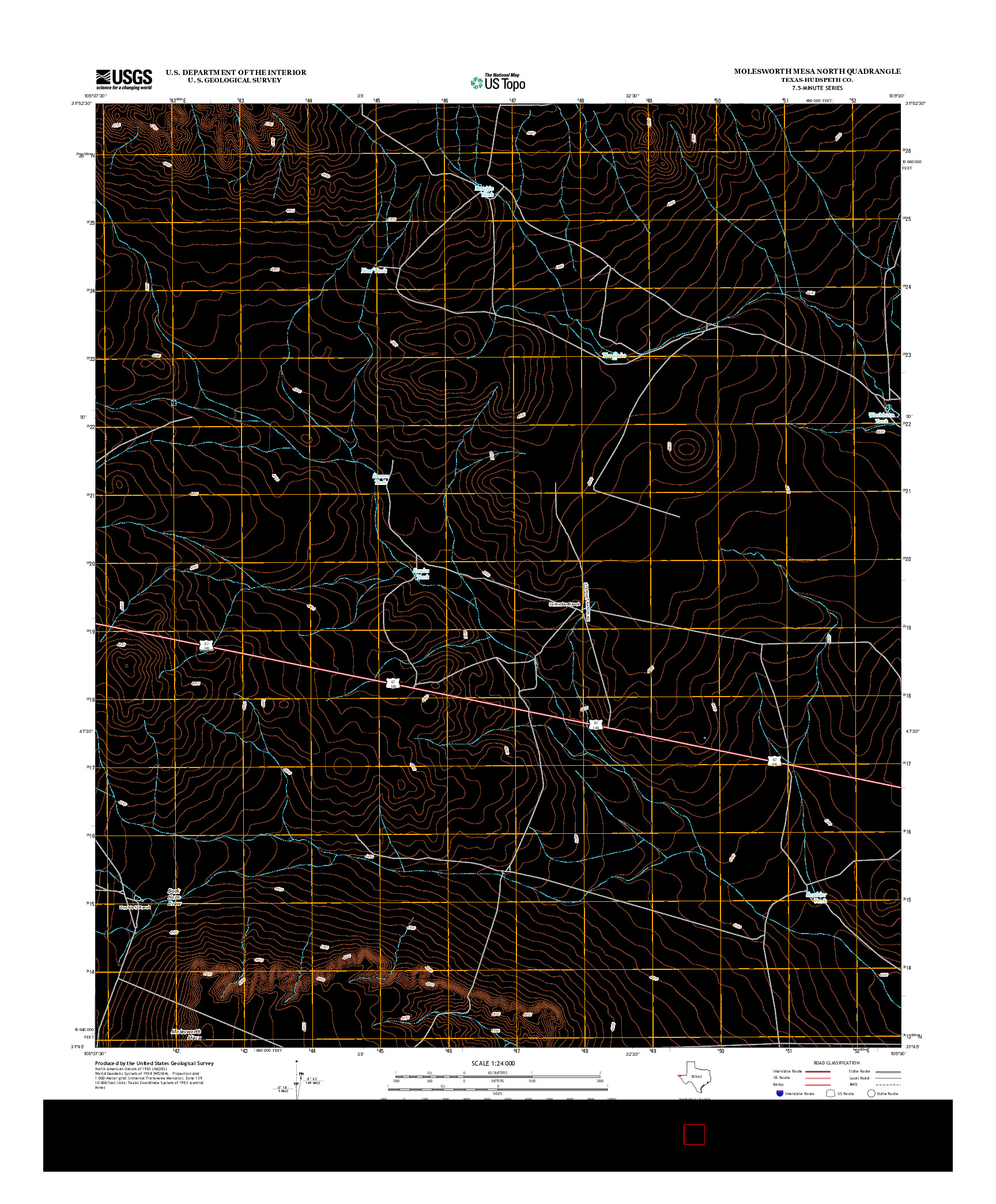 USGS US TOPO 7.5-MINUTE MAP FOR MOLESWORTH MESA NORTH, TX 2012