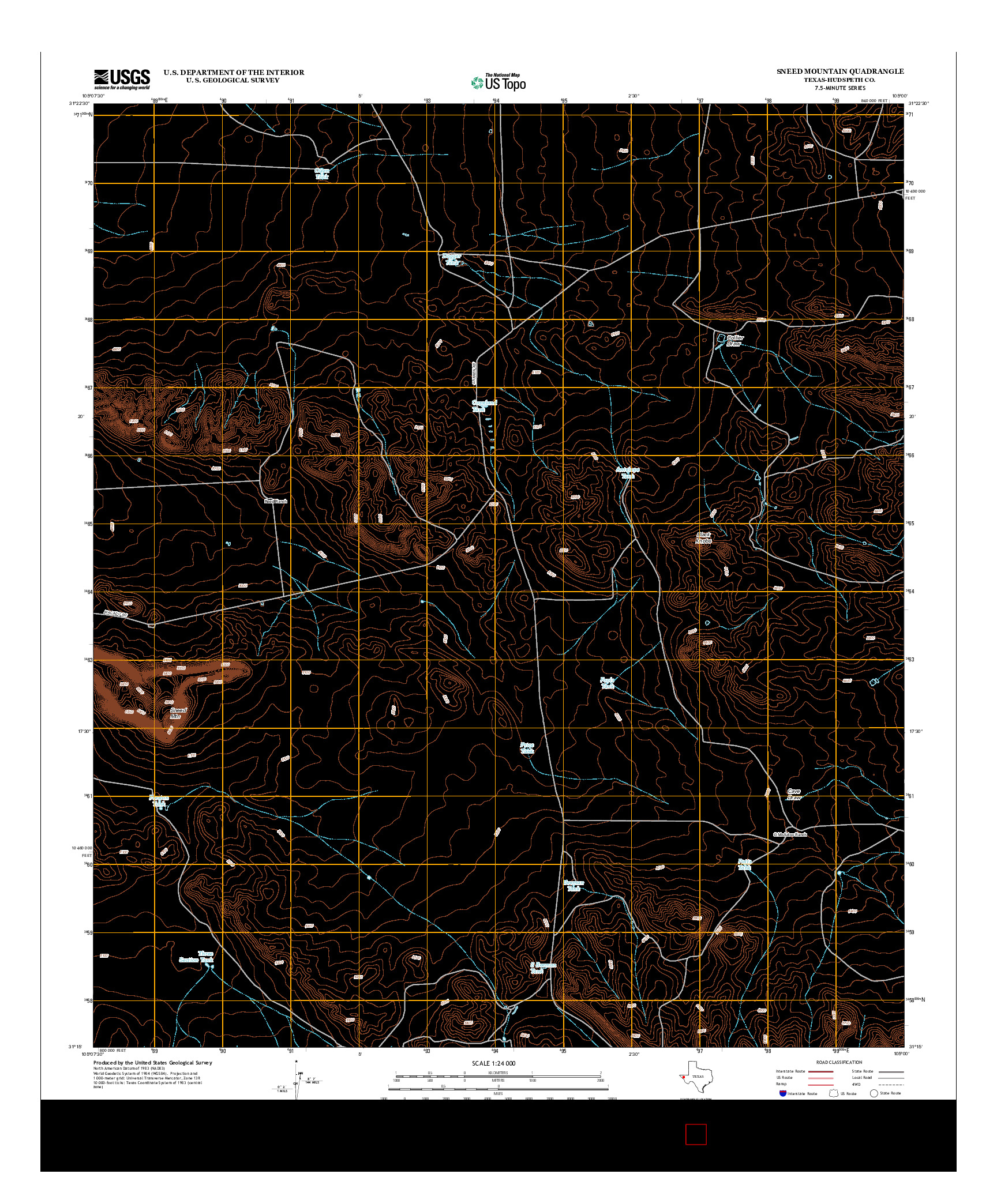 USGS US TOPO 7.5-MINUTE MAP FOR SNEED MOUNTAIN, TX 2012