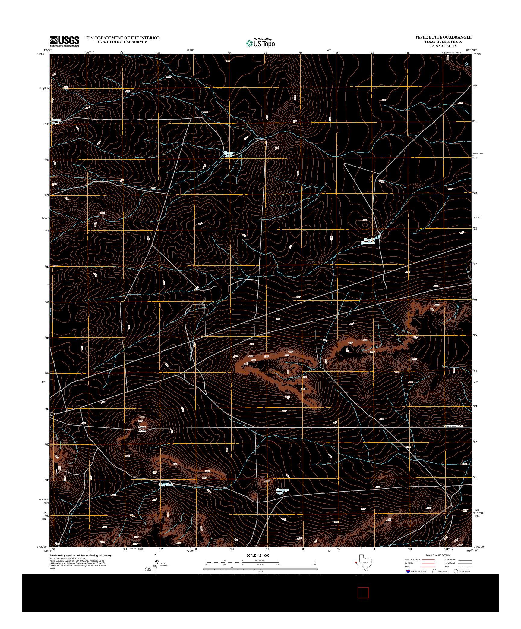 USGS US TOPO 7.5-MINUTE MAP FOR TEPEE BUTTE, TX 2012