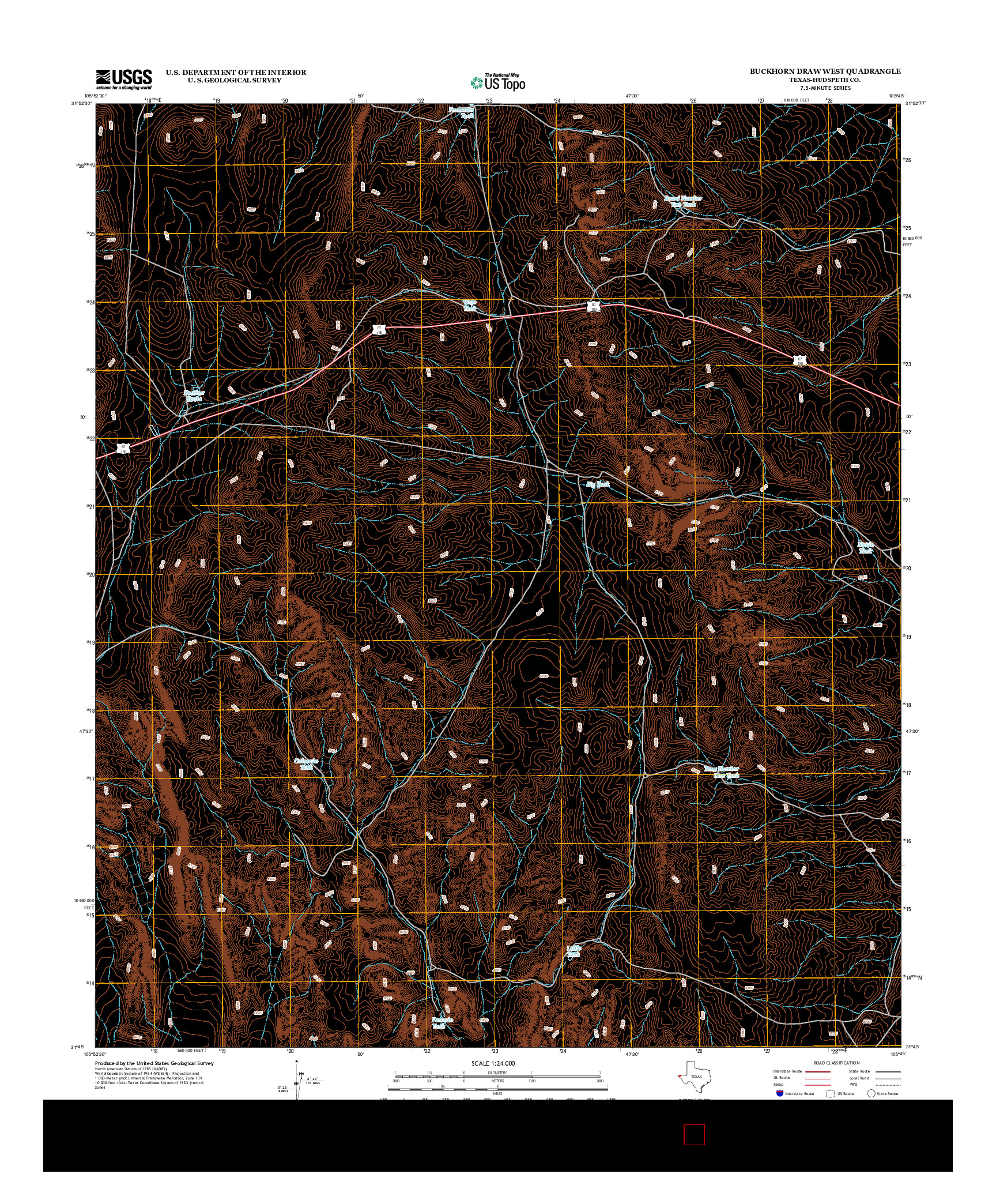 USGS US TOPO 7.5-MINUTE MAP FOR BUCKHORN DRAW WEST, TX 2012