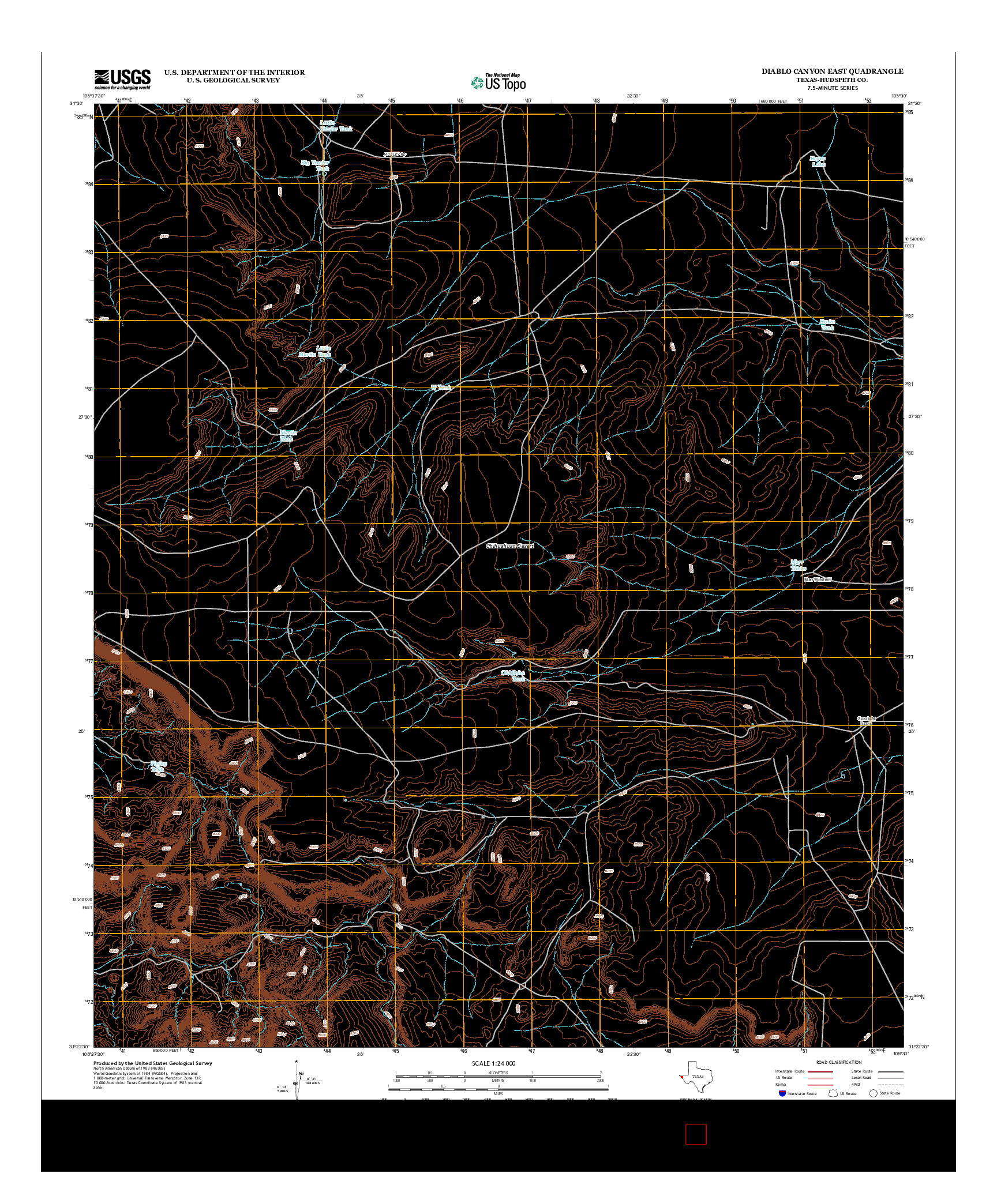 USGS US TOPO 7.5-MINUTE MAP FOR DIABLO CANYON EAST, TX 2012