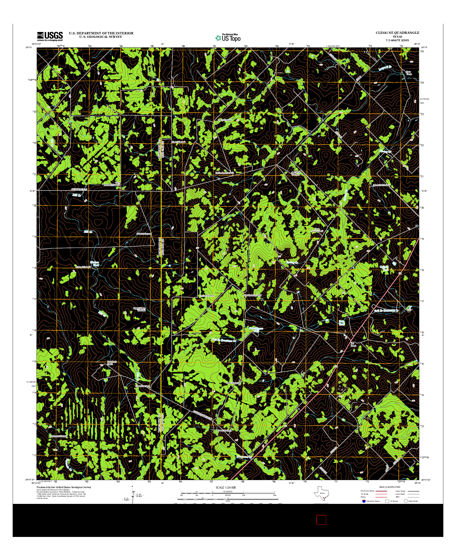 USGS US TOPO 7.5-MINUTE MAP FOR CLEGG NE, TX 2012