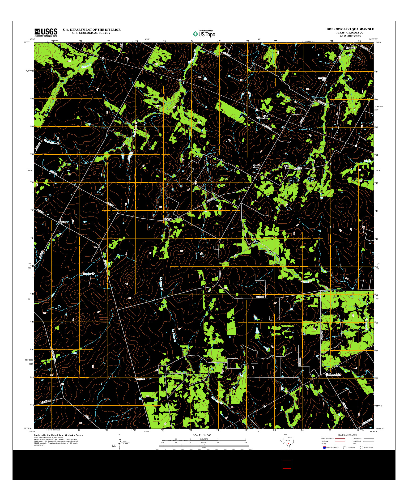 USGS US TOPO 7.5-MINUTE MAP FOR DOBROWOLSKI, TX 2012