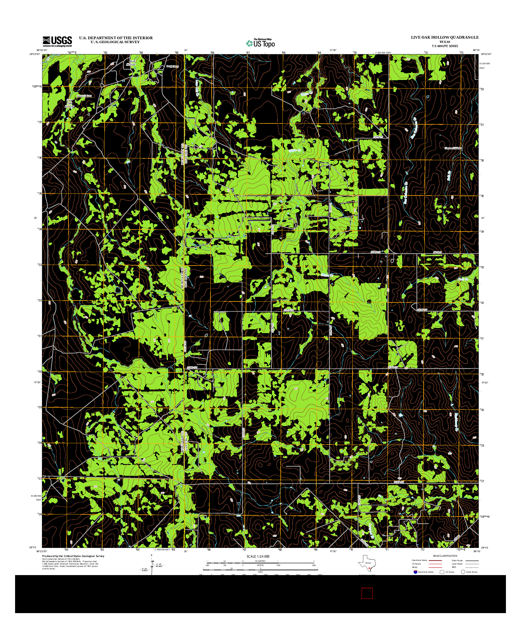 USGS US TOPO 7.5-MINUTE MAP FOR LIVE OAK HOLLOW, TX 2012