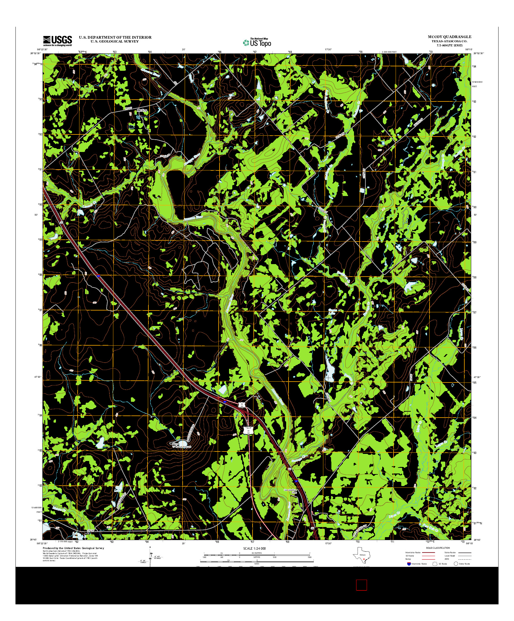 USGS US TOPO 7.5-MINUTE MAP FOR MCCOY, TX 2012